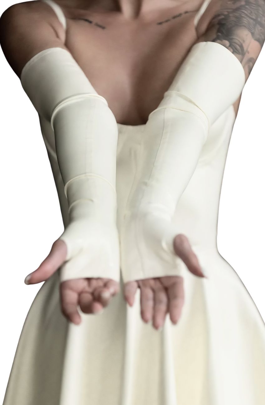 Latex Fingerless Long Gloves - Elinlatex