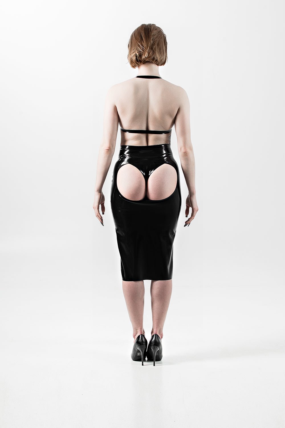 Latex High Waist Skirt with open butt - Elinlatex