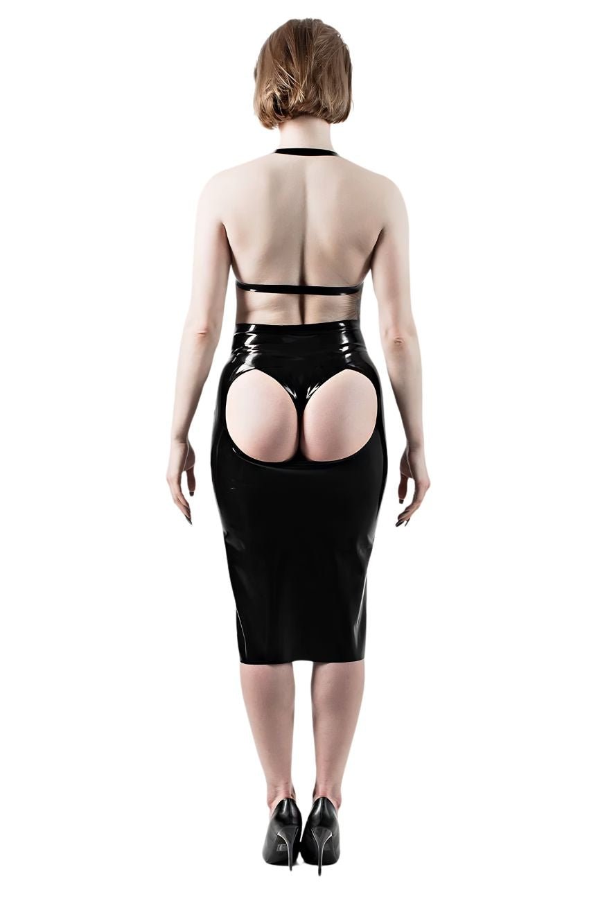 Latex High Waist Skirt with open butt - Elinlatex