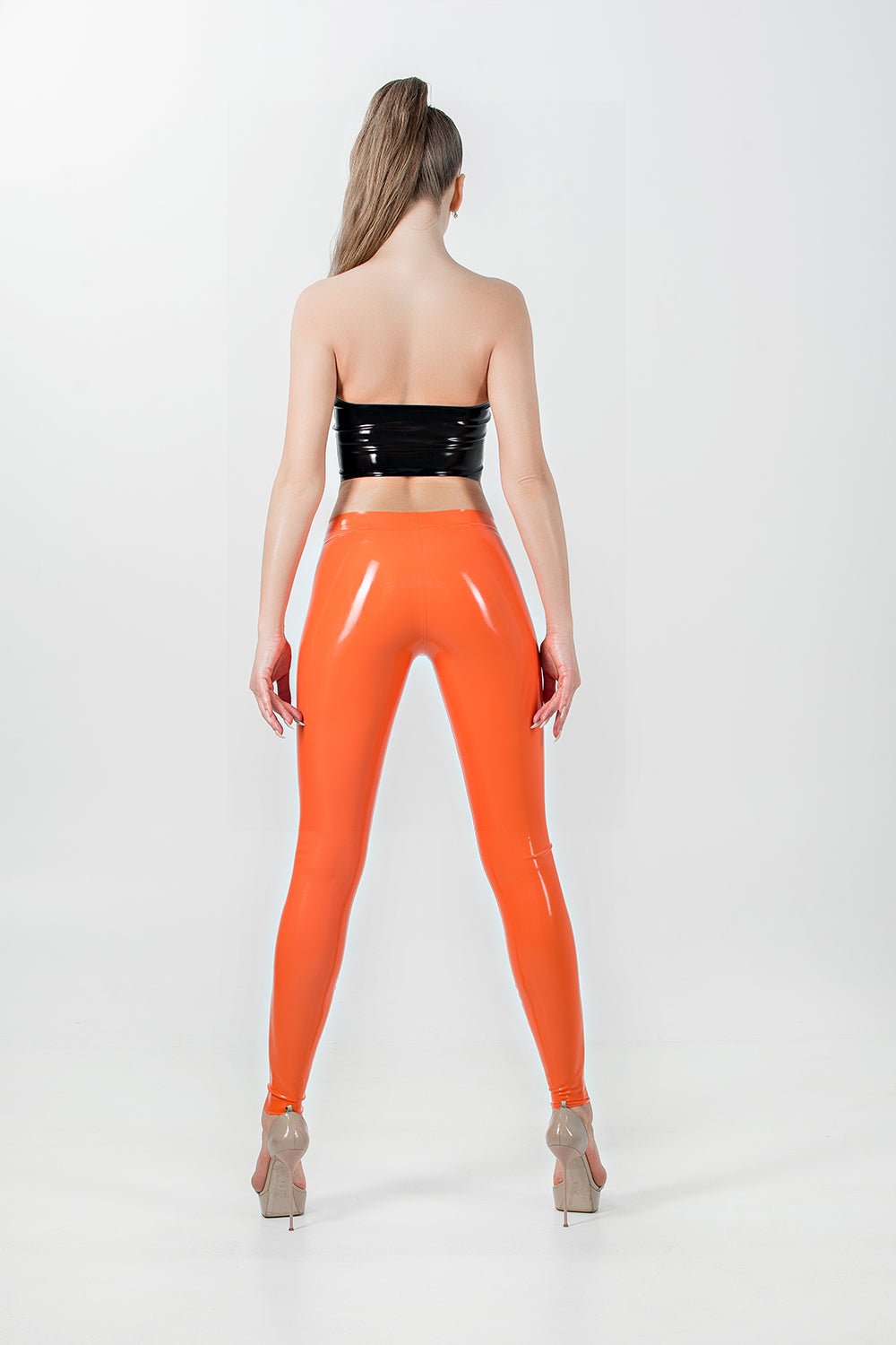 Latex Leggings with Waistband. Apricot - Elinlatex