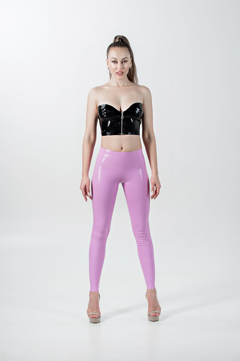 Latex Leggings with Waistband. Lilac - Elinlatex