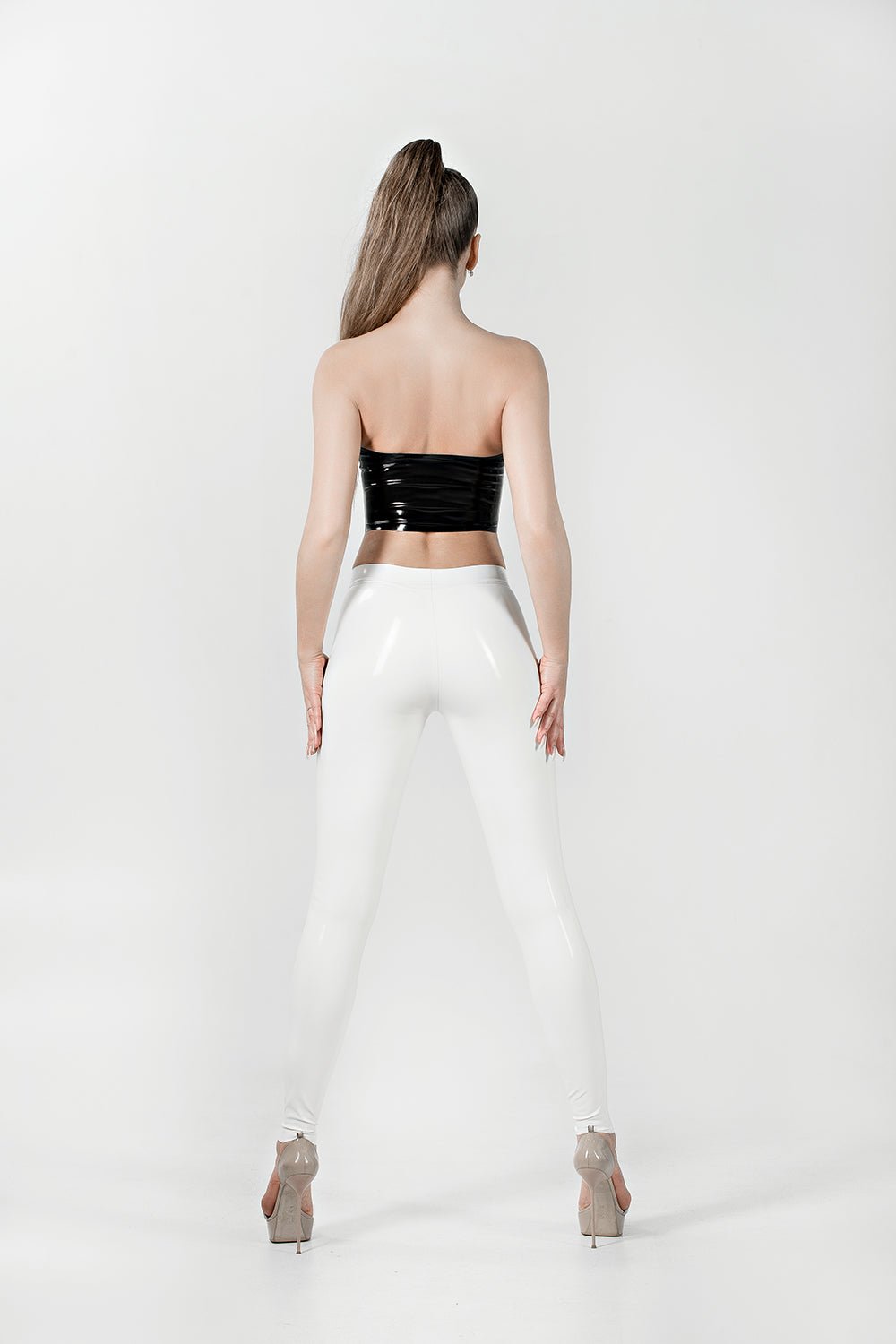 Latex Leggings with Waistband. Milk - Elinlatex