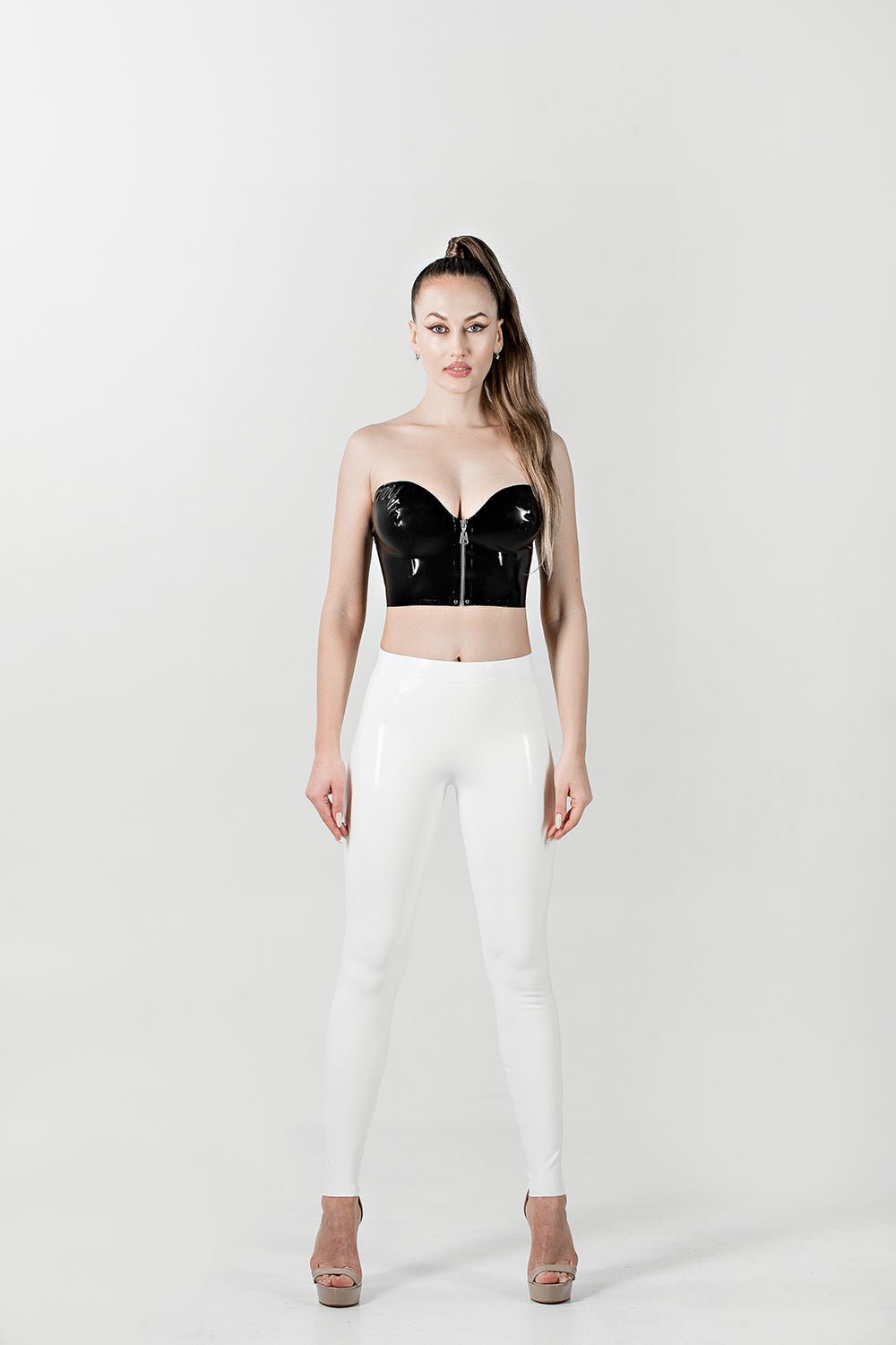 Latex Leggings with Waistband. Milk - Elinlatex