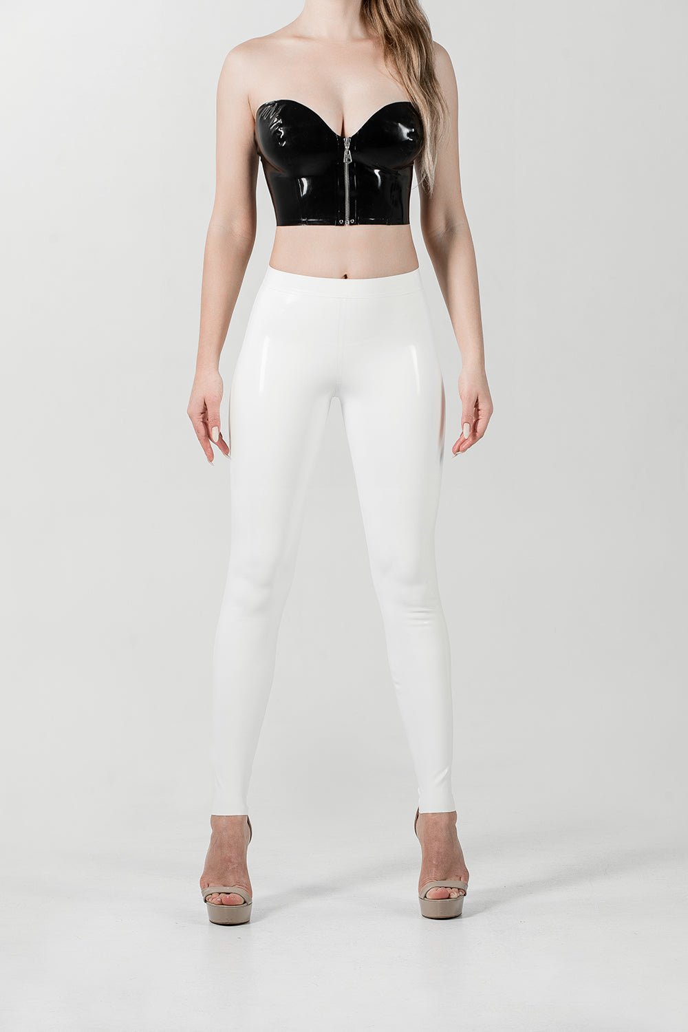 Latex Leggings with Waistband. Milk - Elinlatex