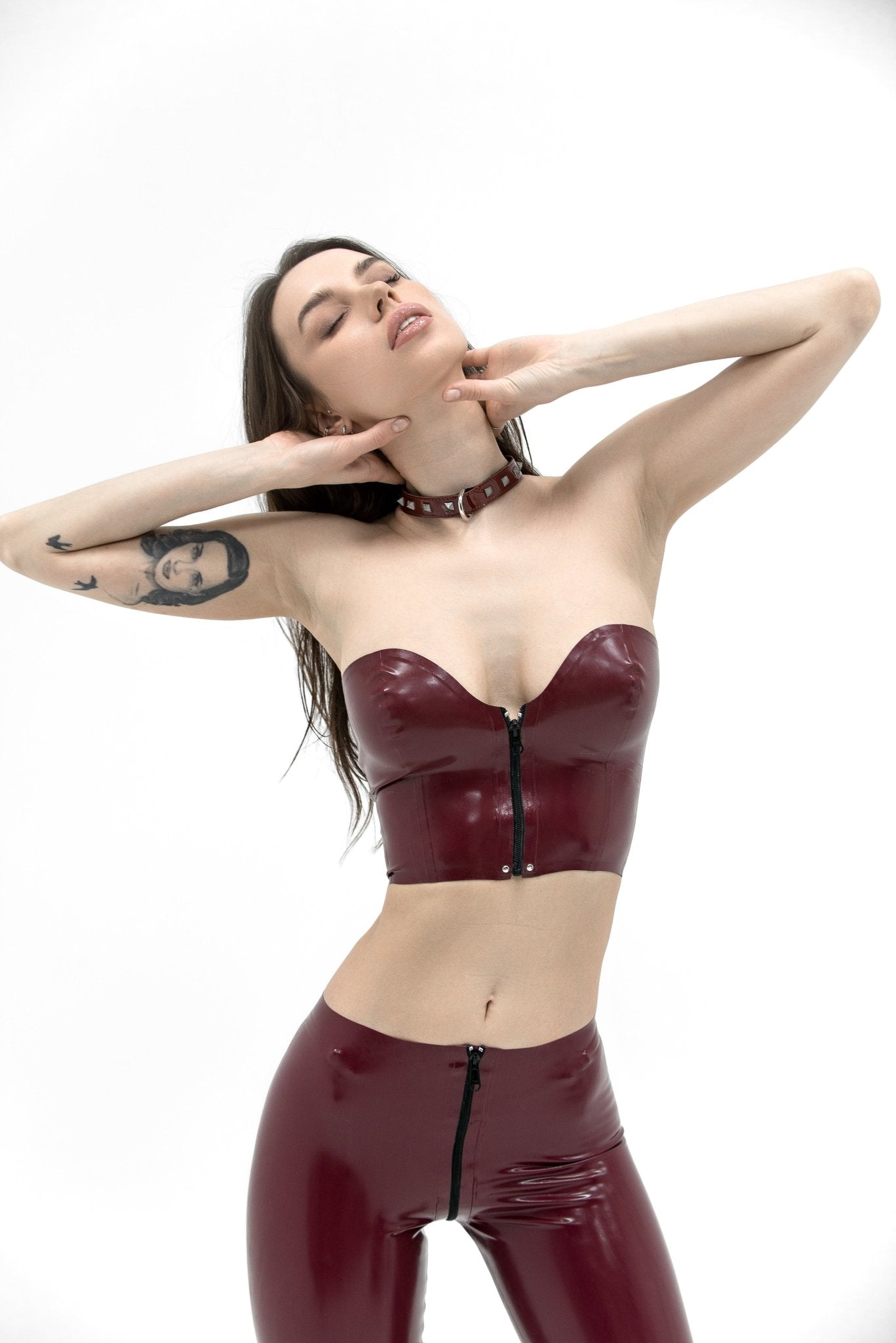 Latex Leggings with zipper Cherry - Elinlatex