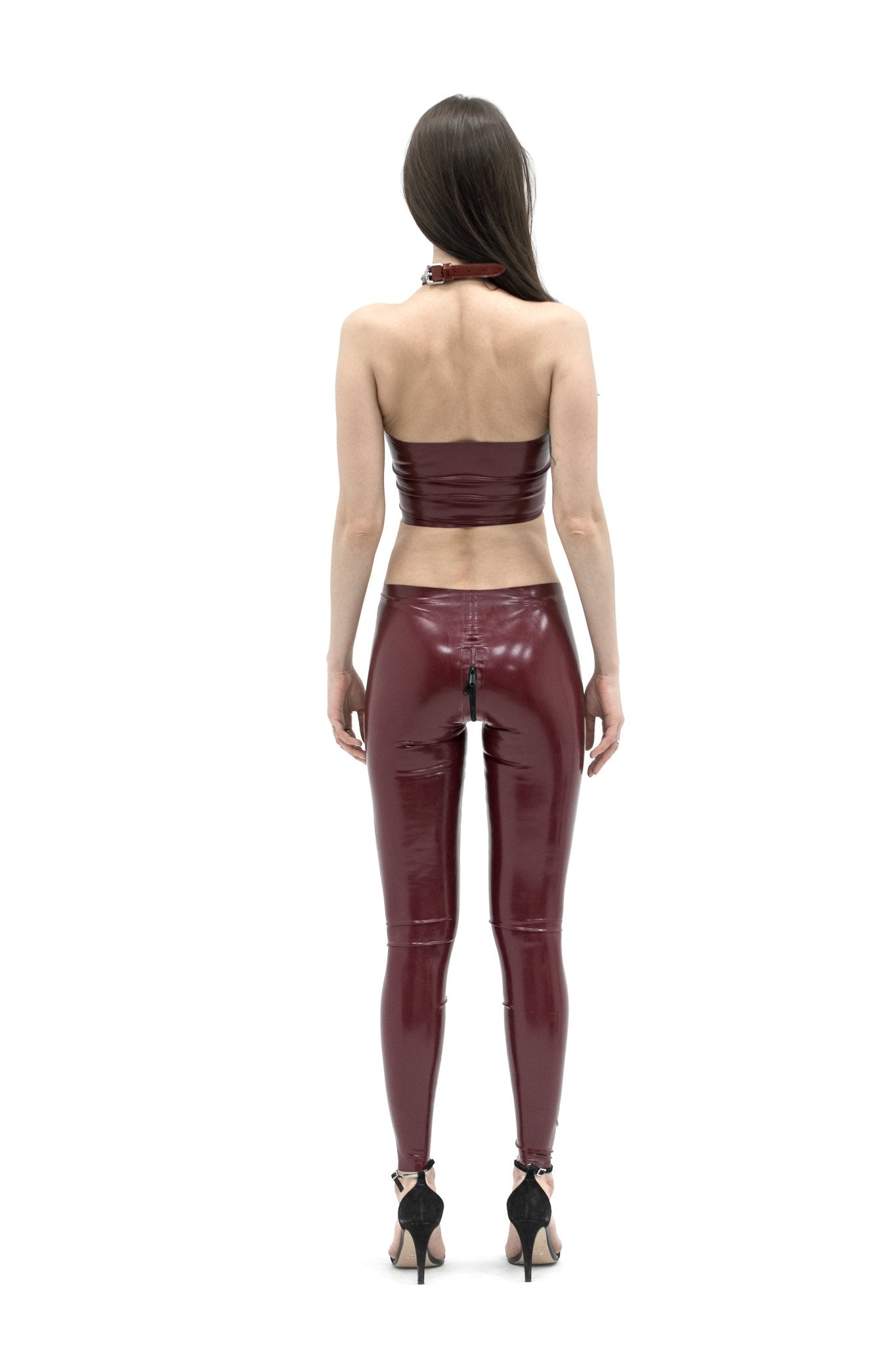 Latex Leggings with zipper Cherry - Elinlatex