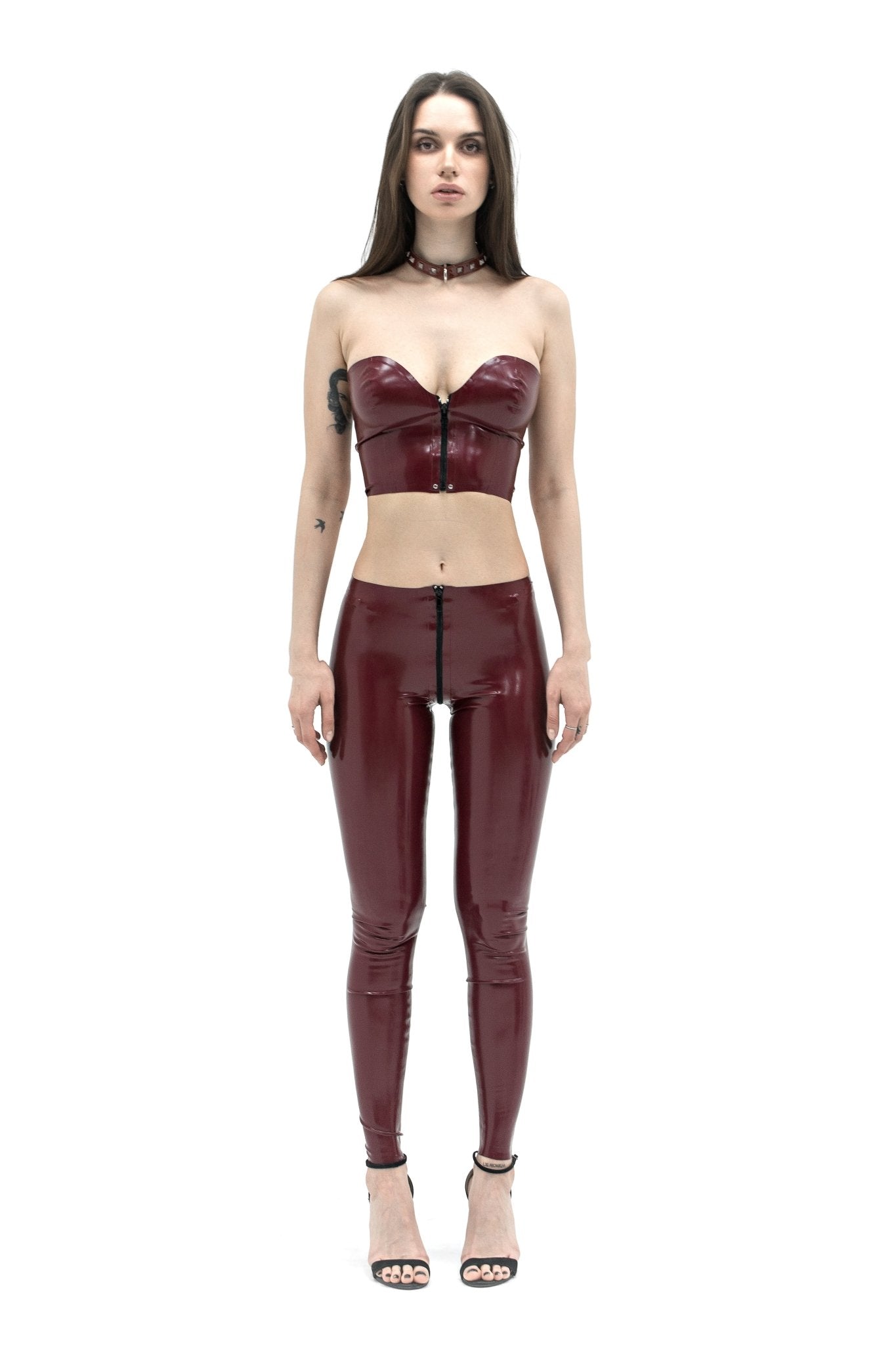 Latex Leggings with zipper Cherry - Elinlatex