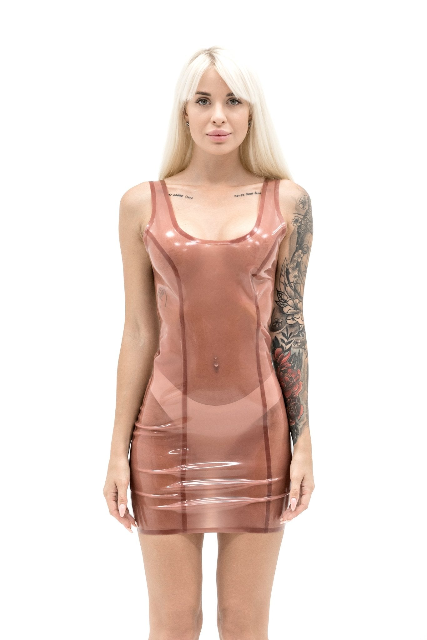 Latex Mini Dress. Burgundy - Elinlatex