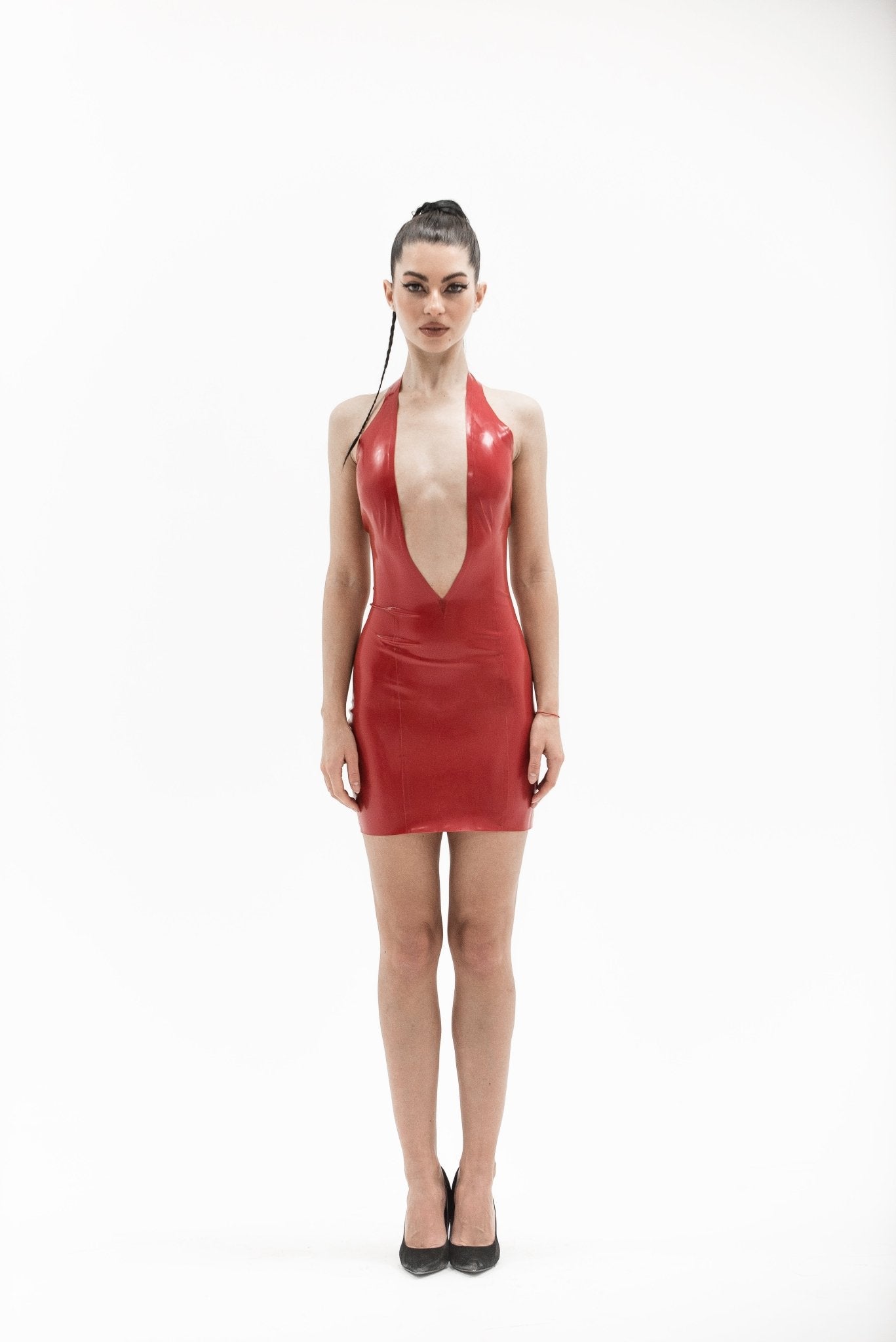 Latex Open Back Mini Dress - Elinlatex