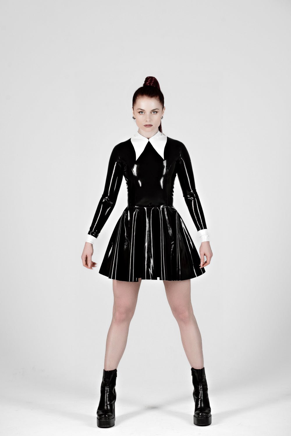 Latex Skater Dress for Women, Wednesday outfit - Elinlatex