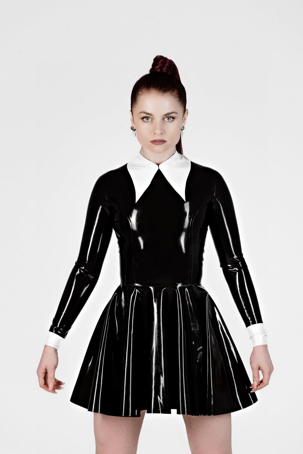 Latex Skater Dress for Women, Wednesday outfit - Elinlatex