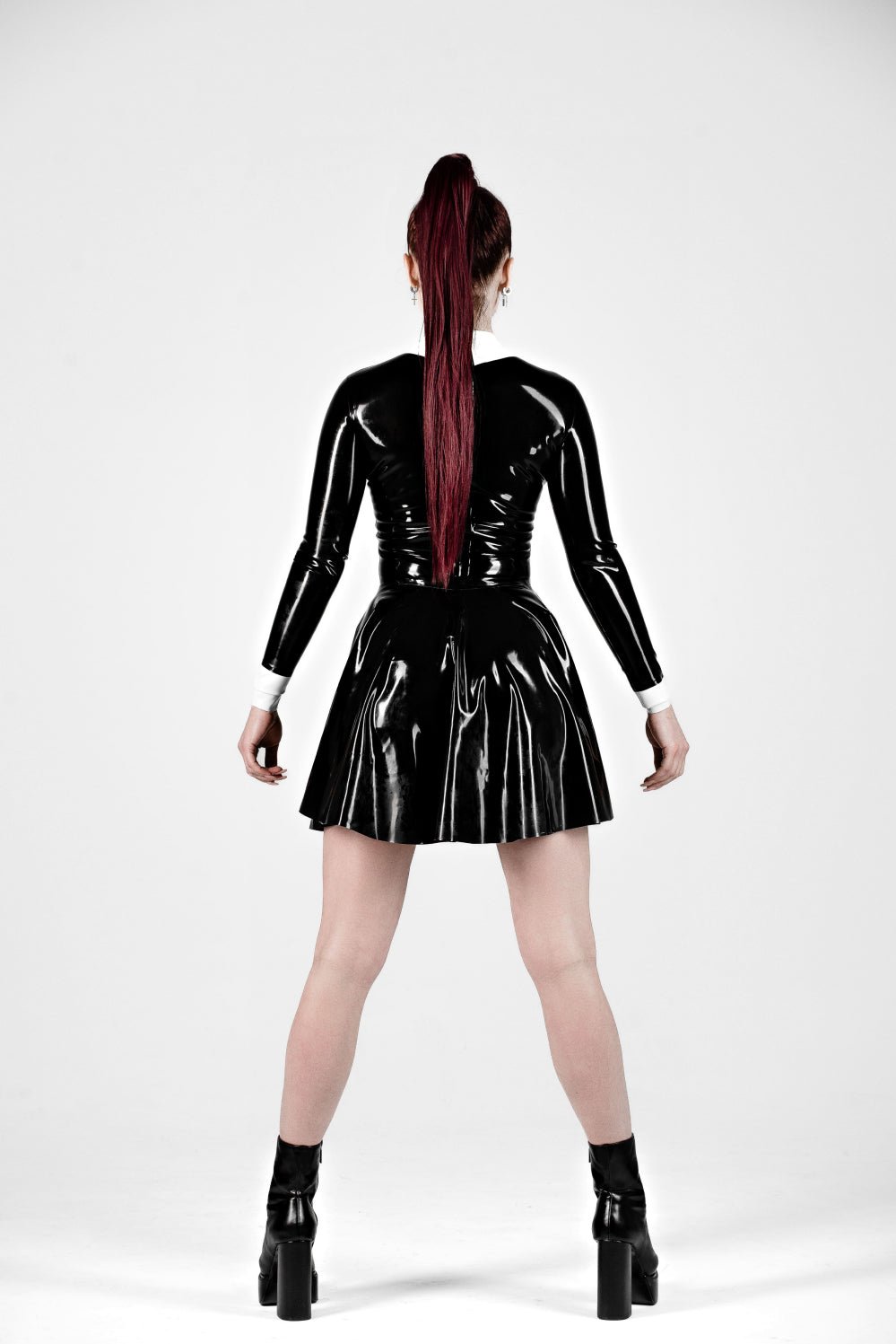 Latex Skater Dress for Women, Wednesday outfit - Elinlatex