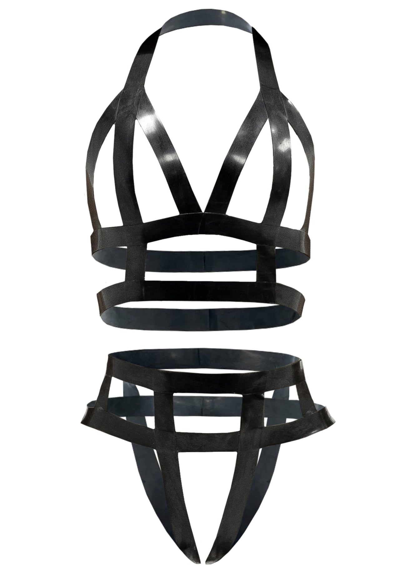 Latex Strap Harness Top and Bottom Set - Elinlatex