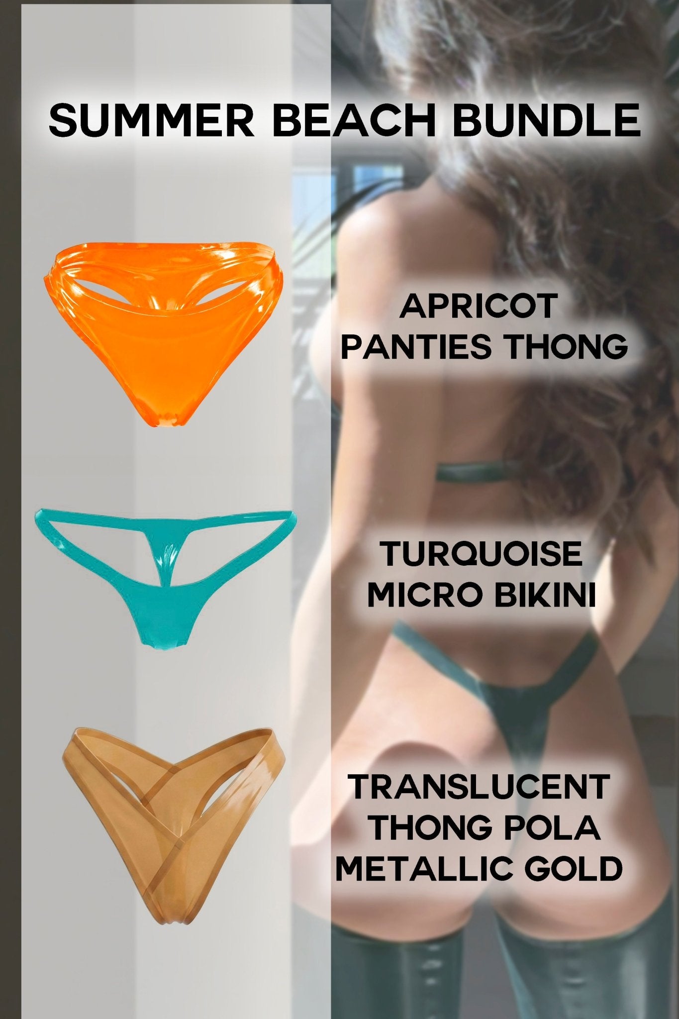 Latex Summer Beach Bundle. 3 Panties Set - Elinlatex