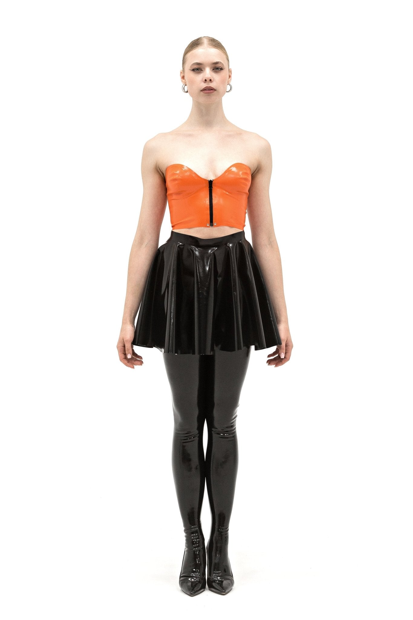 Latex top with front zipper. Apricot - Elinlatex