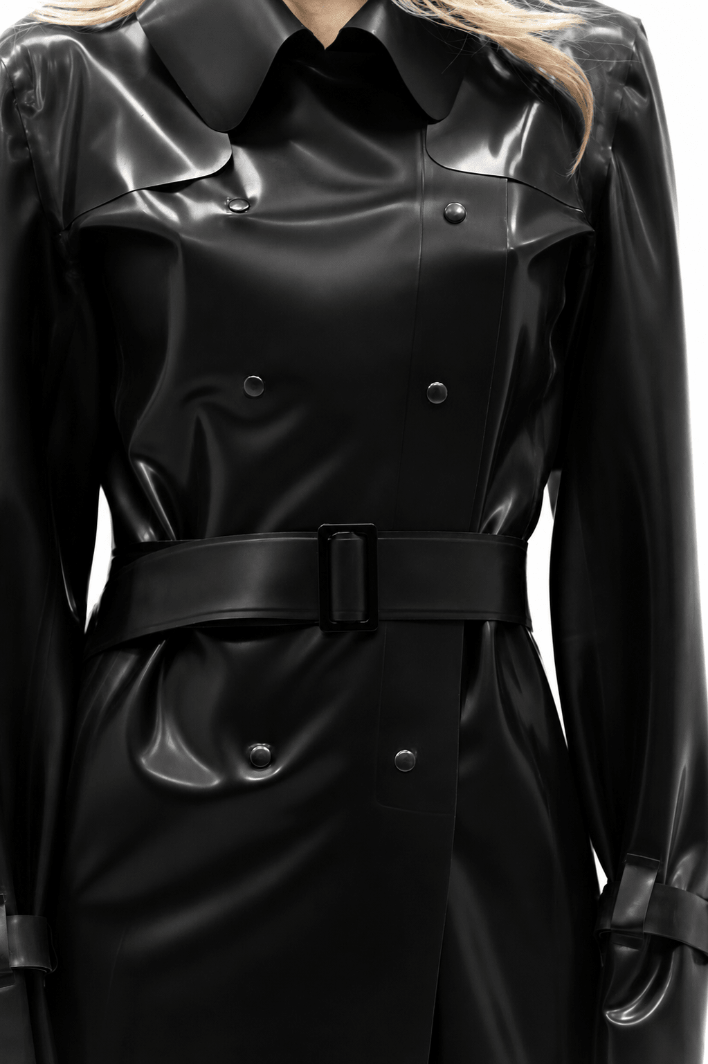 Latex Trench Coat Verona. Black. - Elin Latex