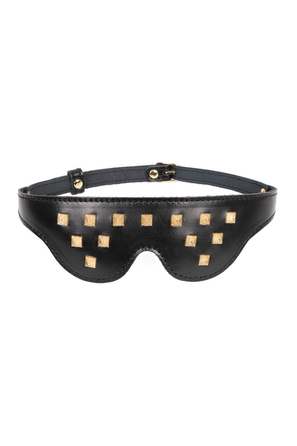 Leather Blindfold Mask with spikers. Black - Elinlatex