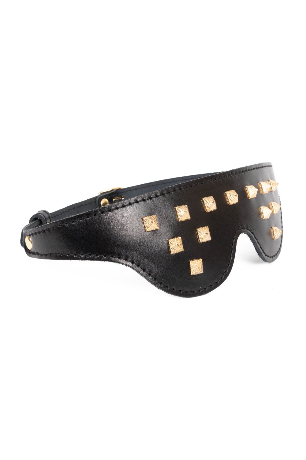 Leather Blindfold Mask with spikers. Black - Elinlatex