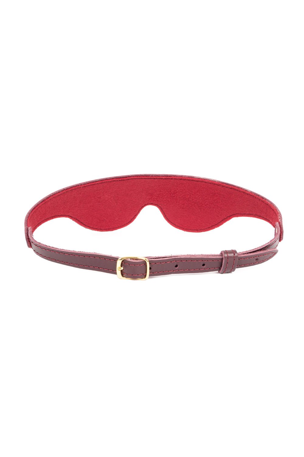 Leather Blindfold Mask with spikers. Burgundy - Elinlatex