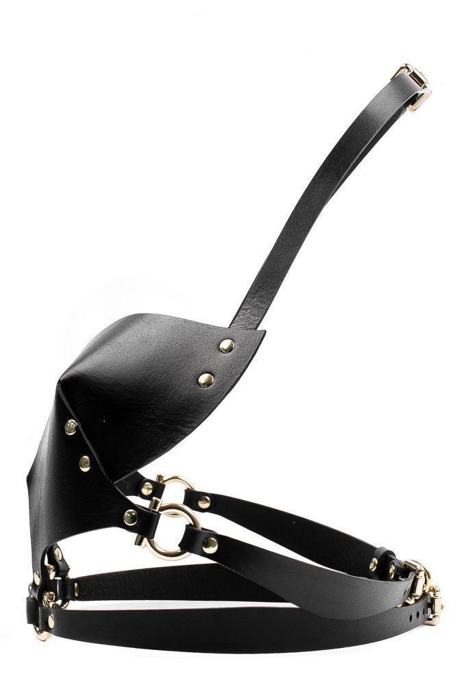 Leather Bra Horseshoe. Black - Elinlatex