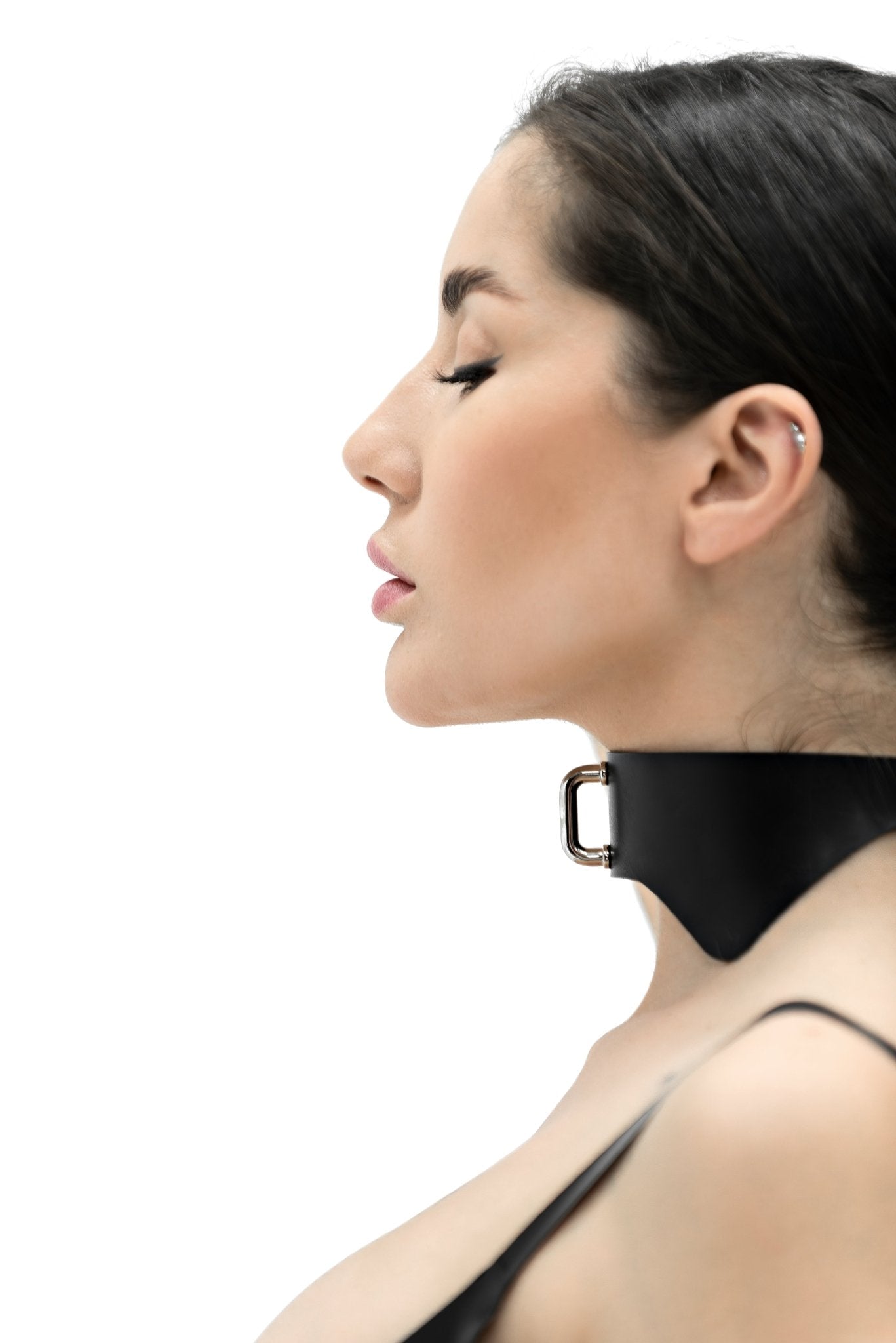 Leather Choker Butterfly. Black - Elinlatex