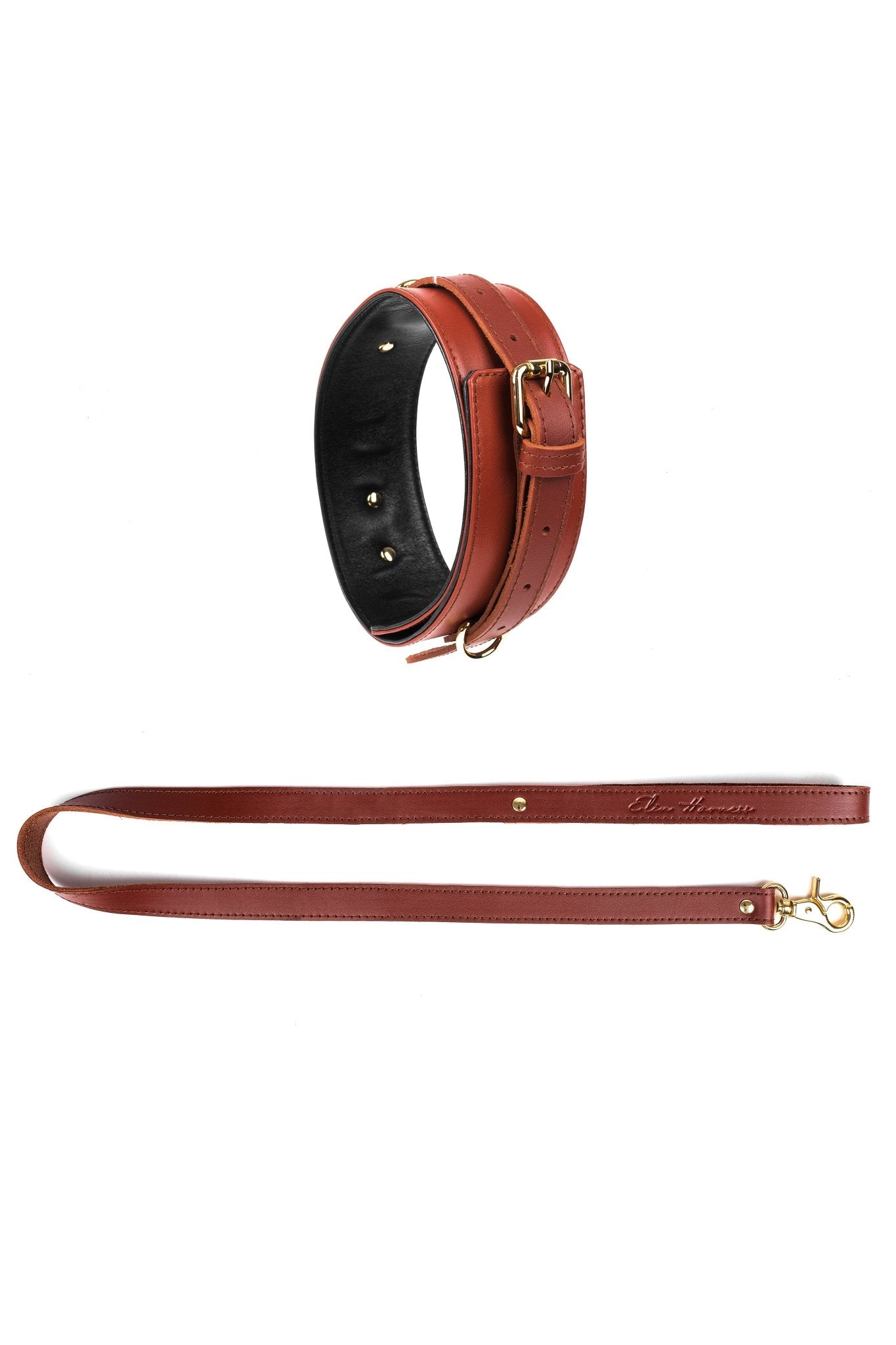 Leather Choker with Leash. 10 colors - Elinlatex