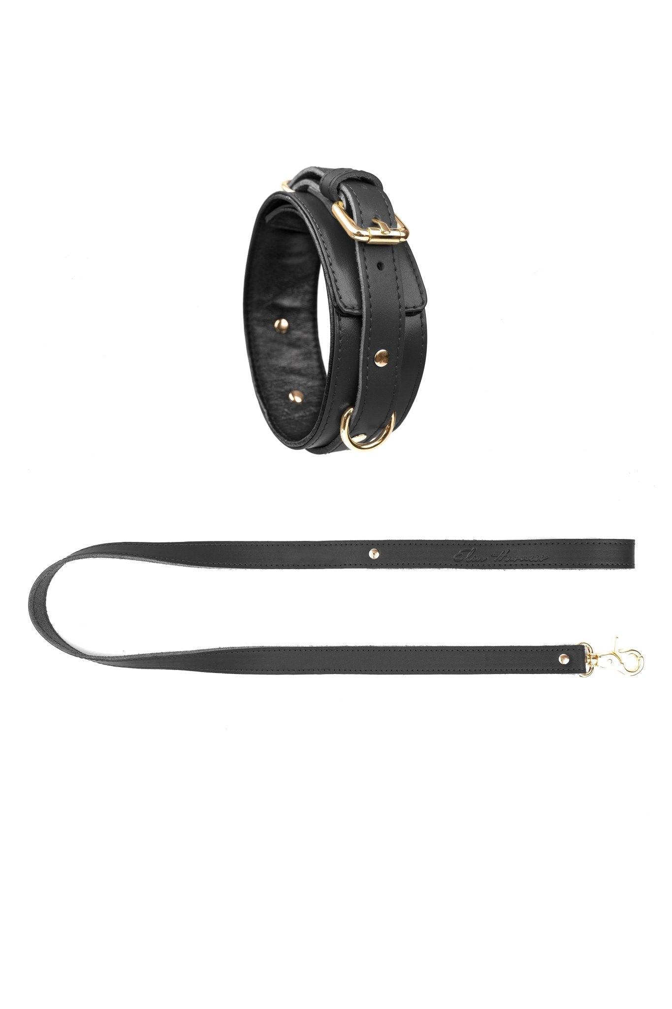 Leather Choker with Leash. 10 colors - Elinlatex