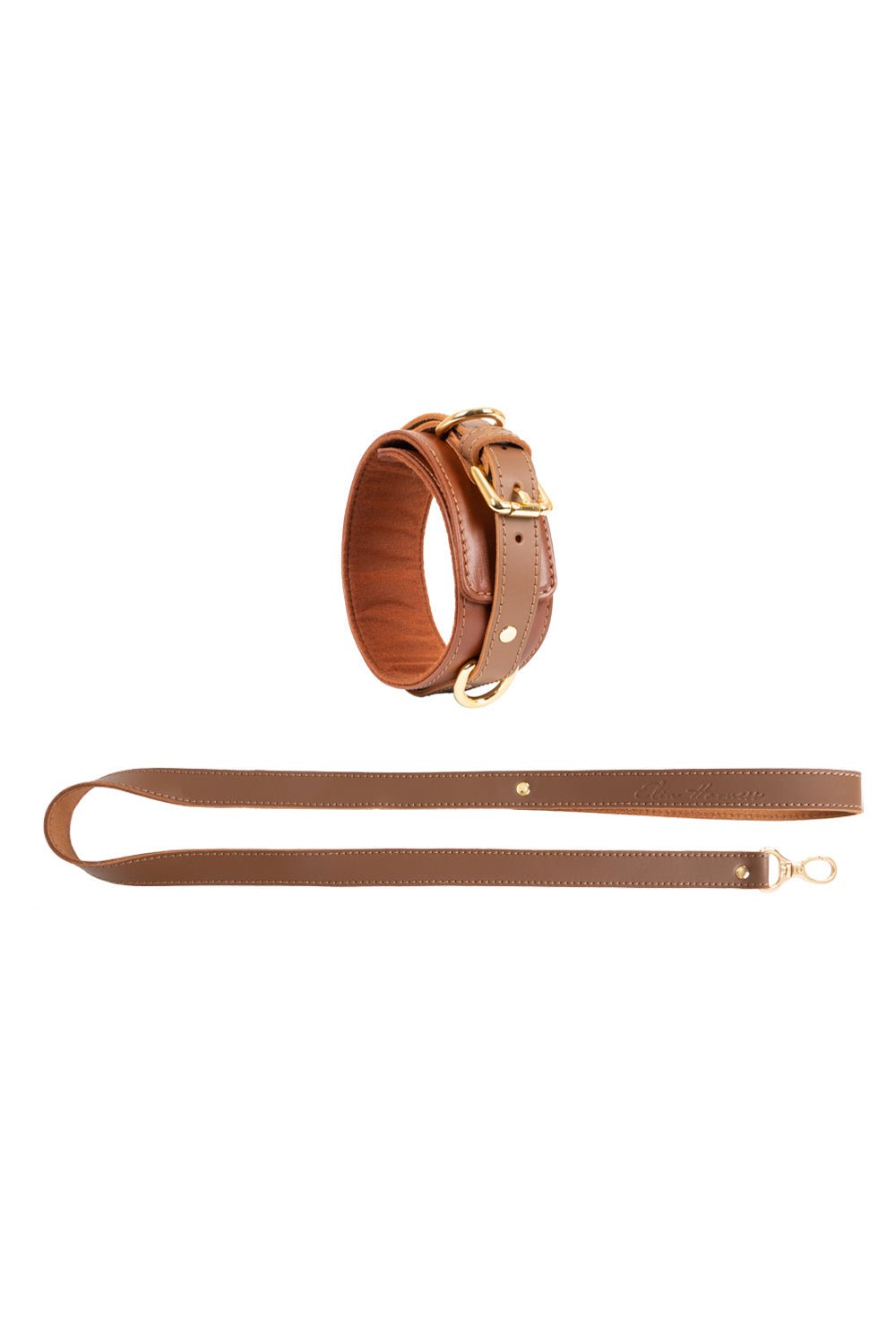 Leather Choker with Leash. 10 colors - Elinlatex