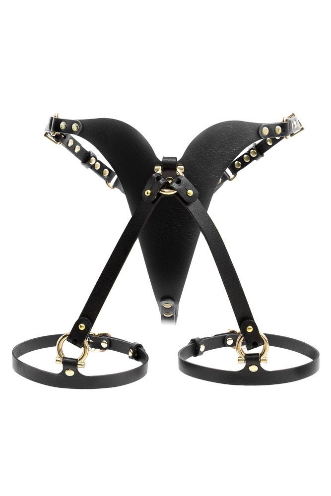 Leather Panties Horseshoe with removable Garters - Elinlatex