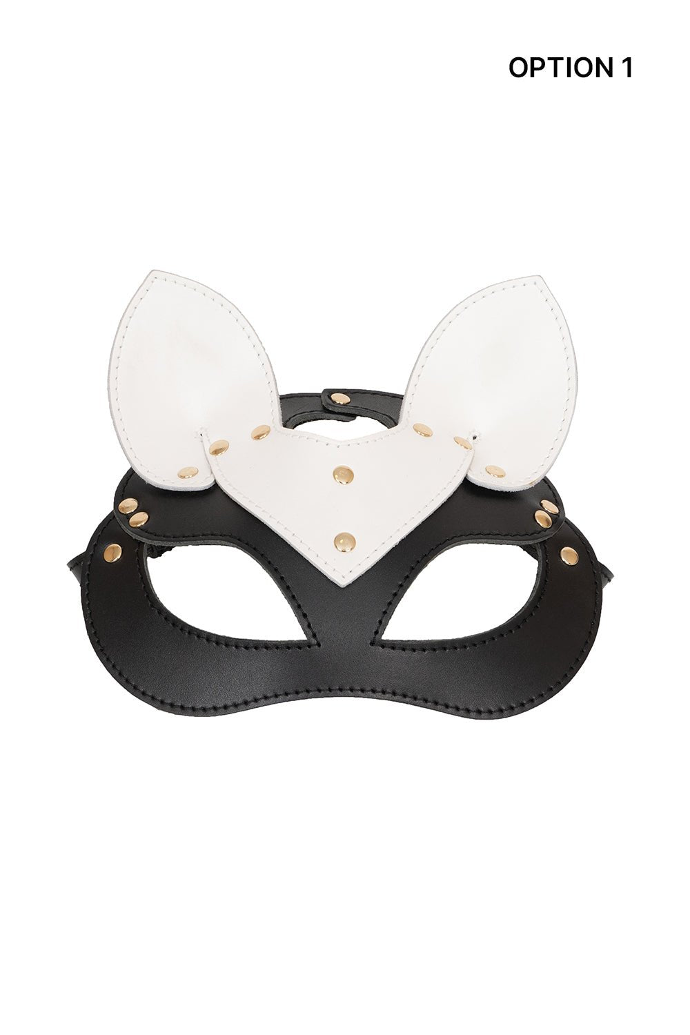 Leather сat mask, kitty fetish mask. Black and White mix - Elinlatex