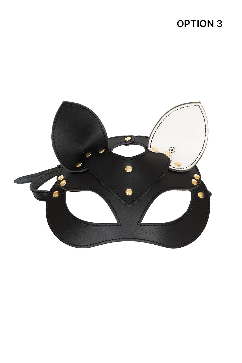 Leather сat mask, kitty fetish mask. Black and White mix - Elinlatex