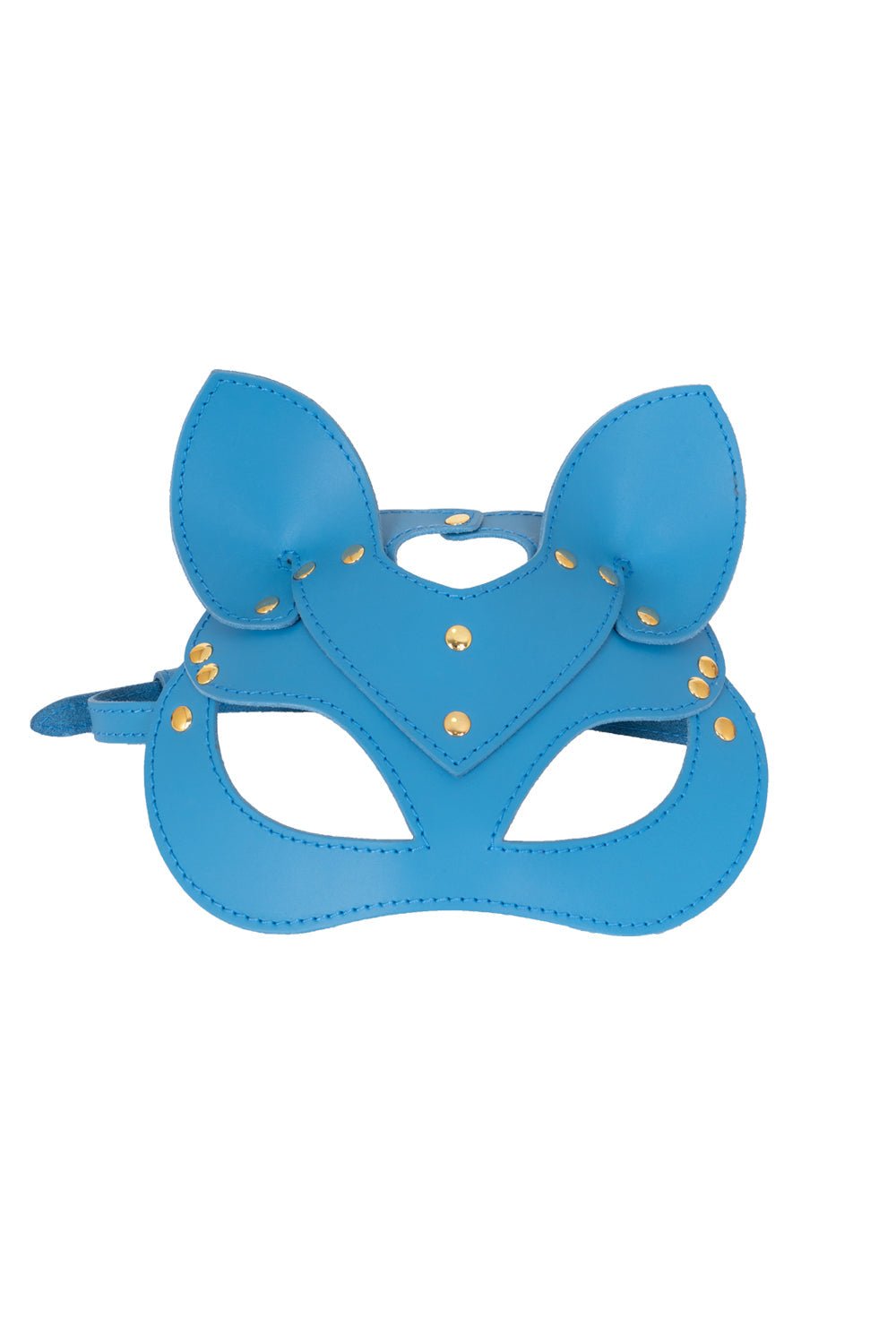 Leather сat mask, kitty fetish mask. Blue - Elinlatex