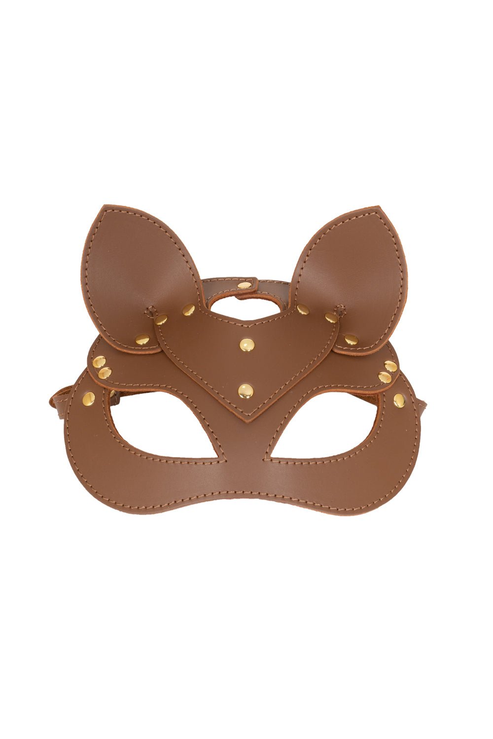 Leather сat mask, kitty fetish mask. Brown - Elinlatex