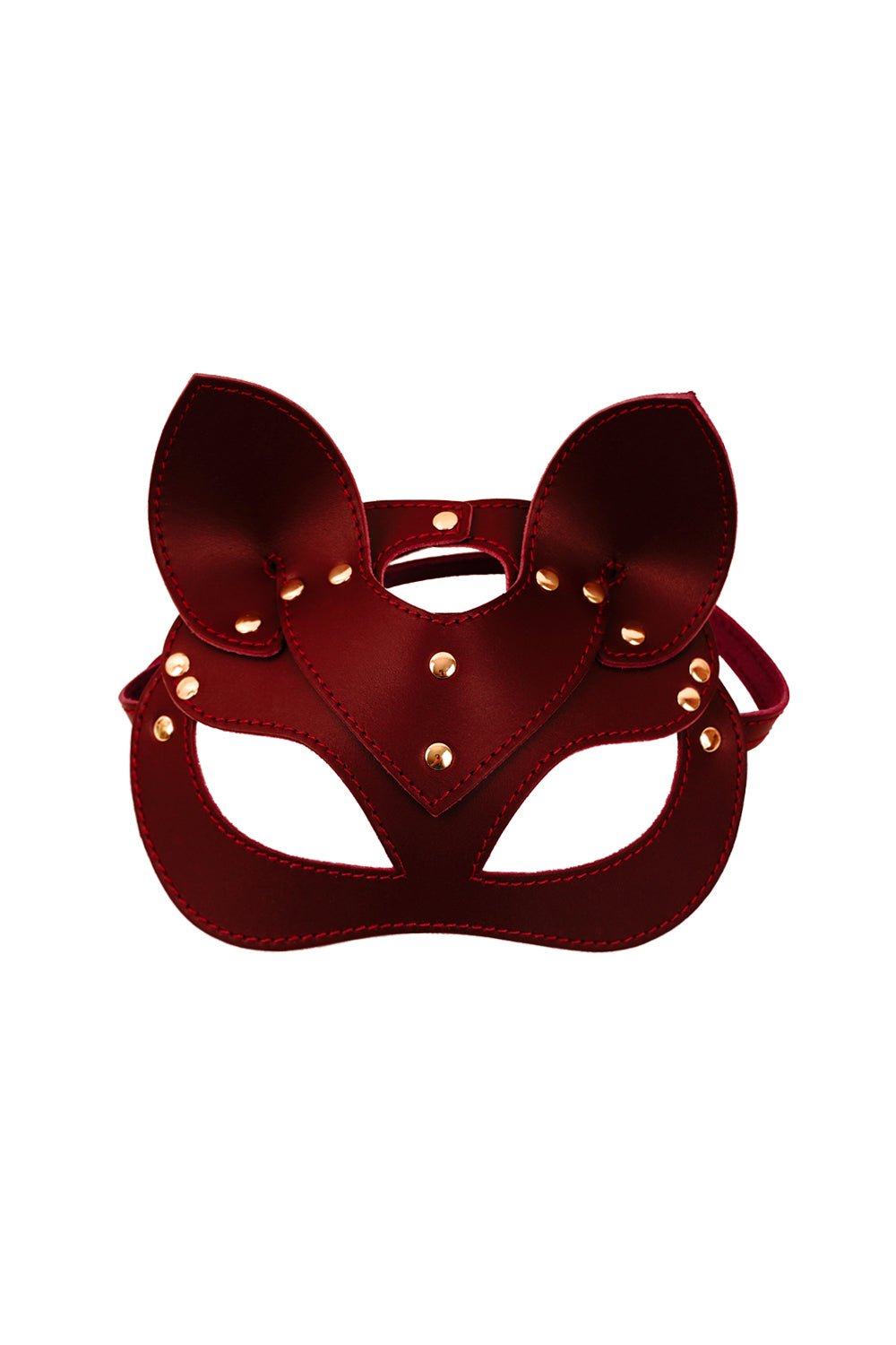 Leather сat mask, kitty fetish mask. Burgundy - Elinlatex