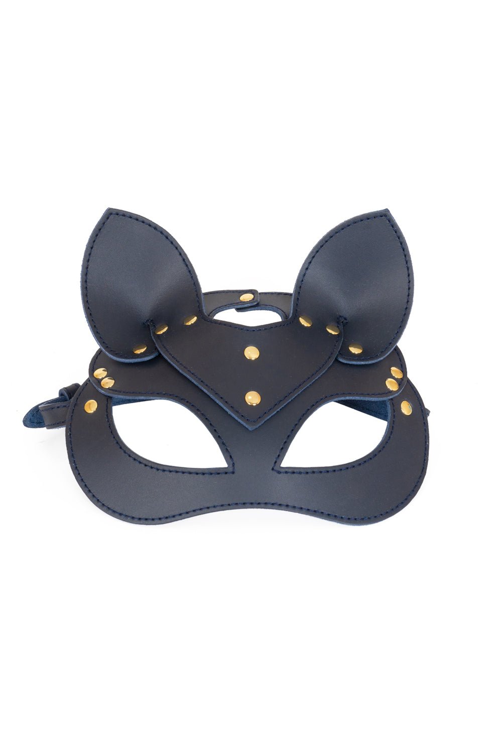 Leather сat mask, kitty fetish mask. Dark Blue - Elinlatex