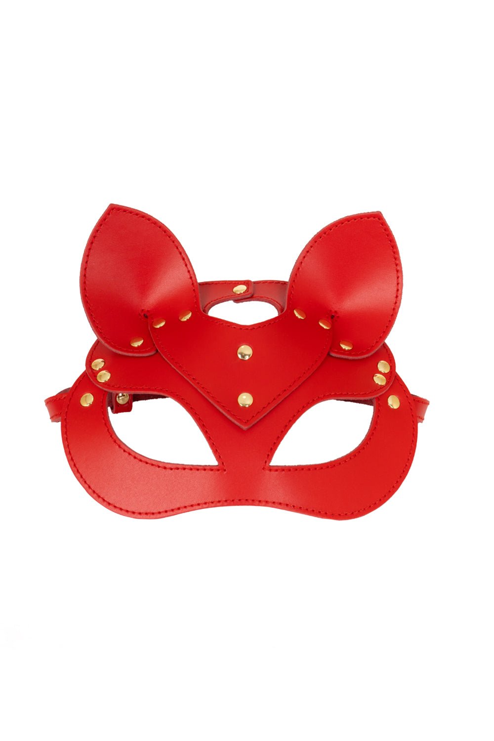 Leather сat mask, kitty fetish mask. Red - Elinlatex