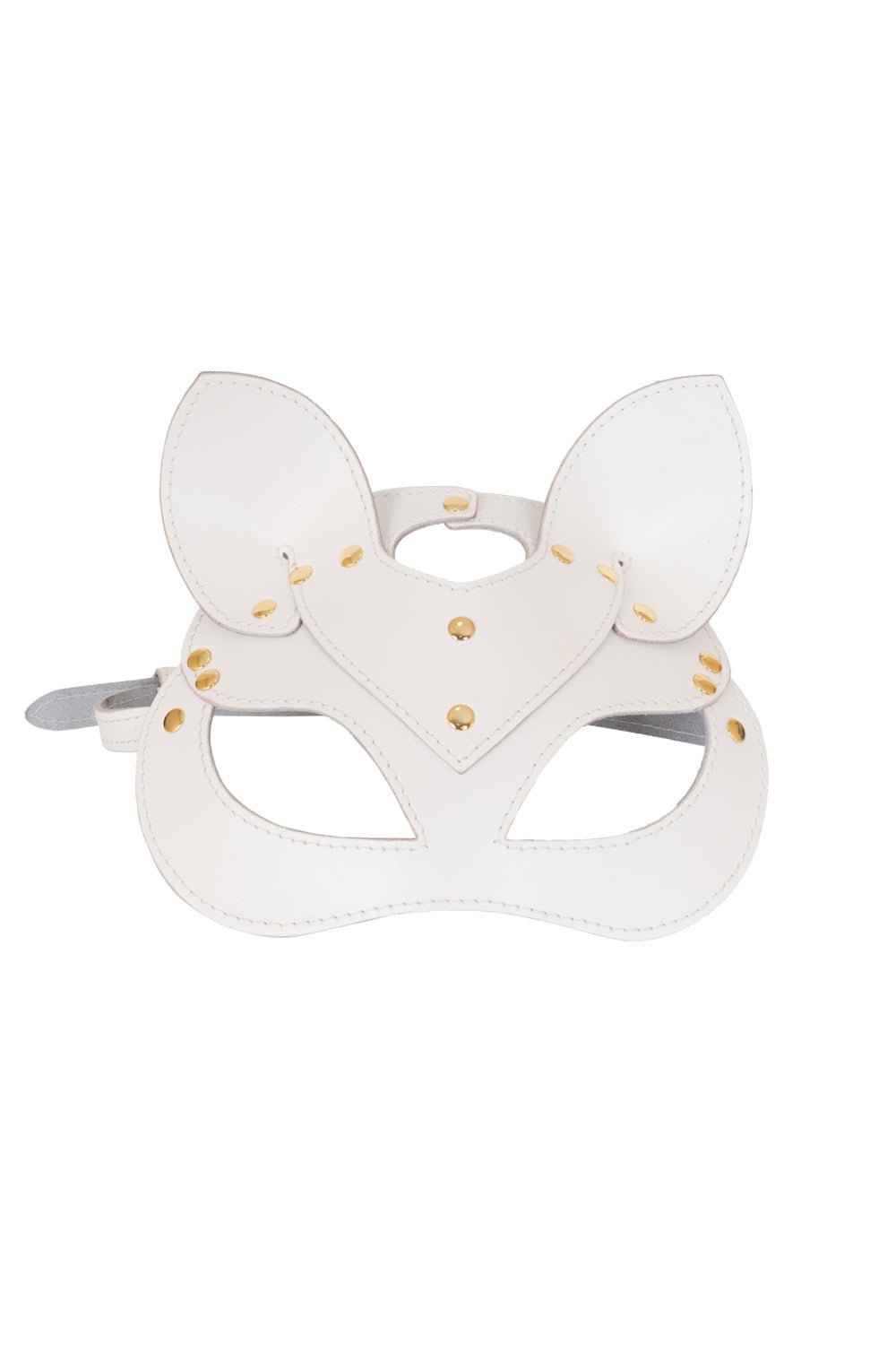 Leather сat mask, kitty fetish mask. White - Elinlatex