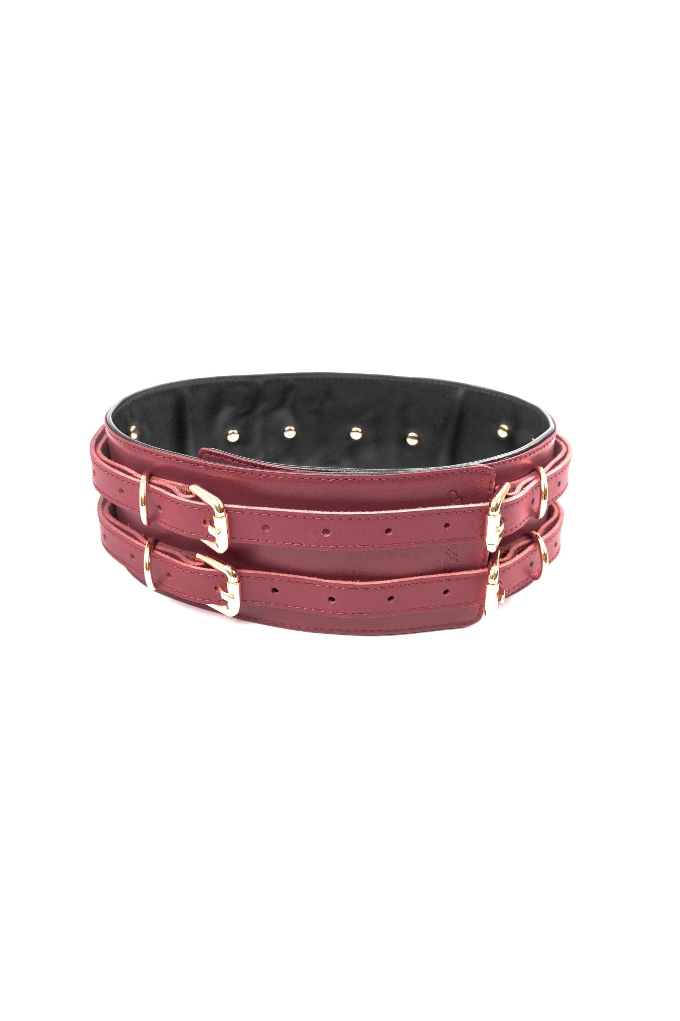 Leather Waist Belt. Burgundy - Elinlatex