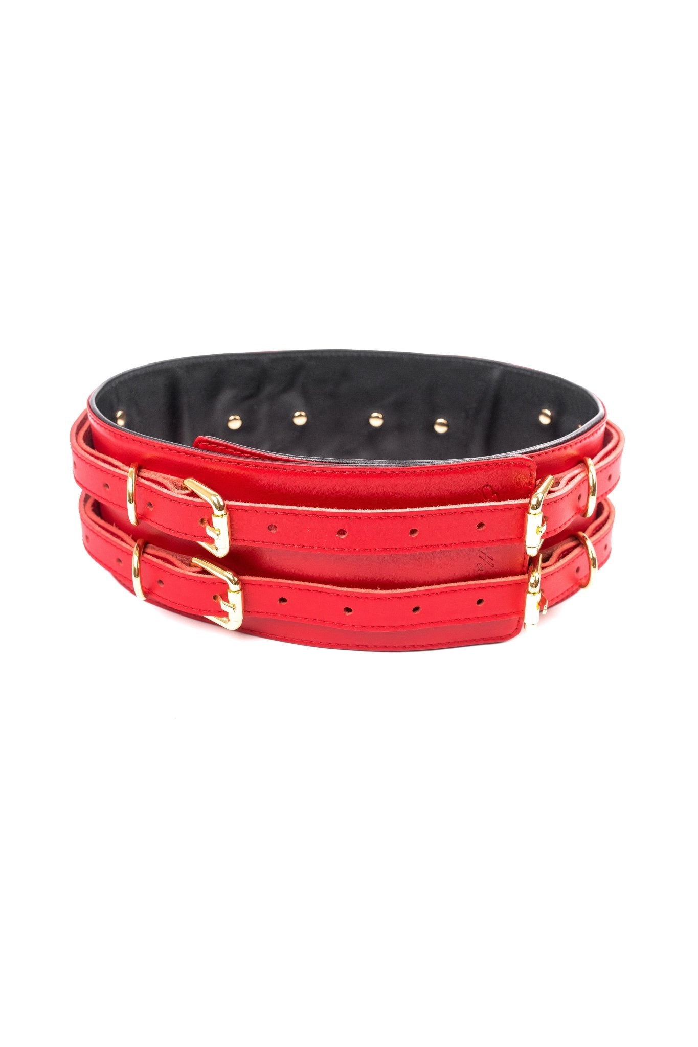 Leather Waist Belt. Red - Elinlatex