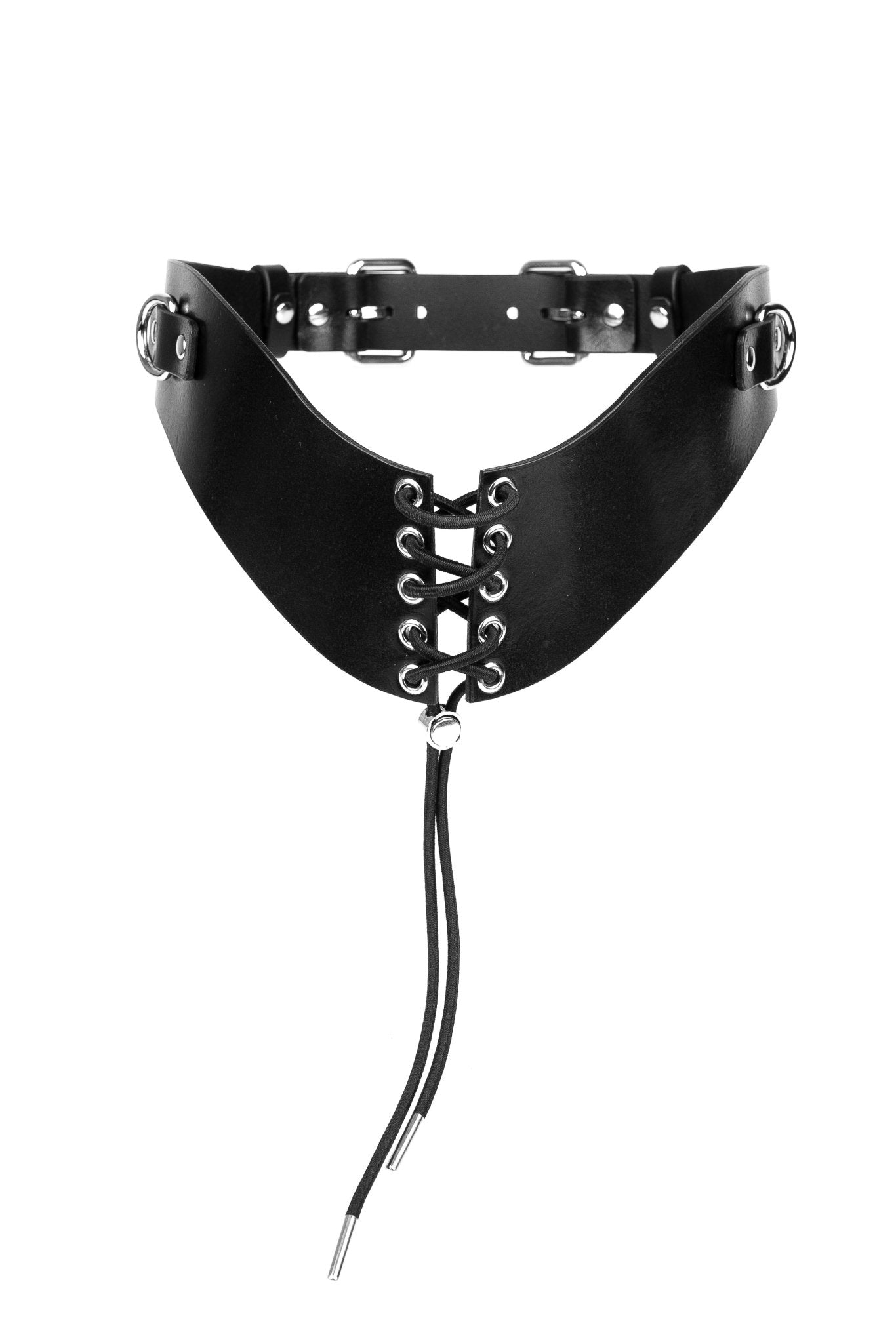 Leather Waist Belt with Front Lace - Up - Elinlatex