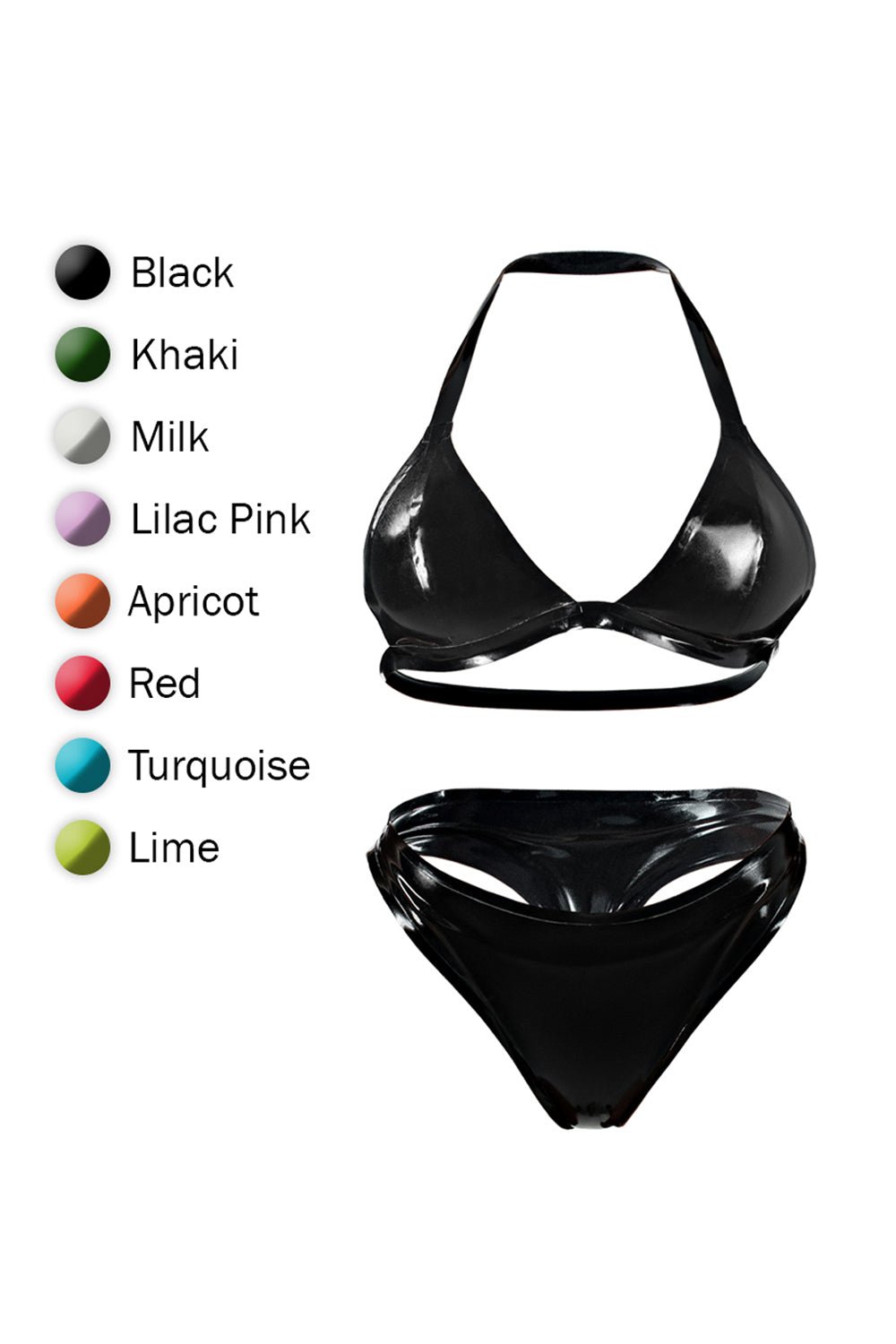 Multicolor latex lingerie, latex bra, latex panties, 10 colors - Elinlatex