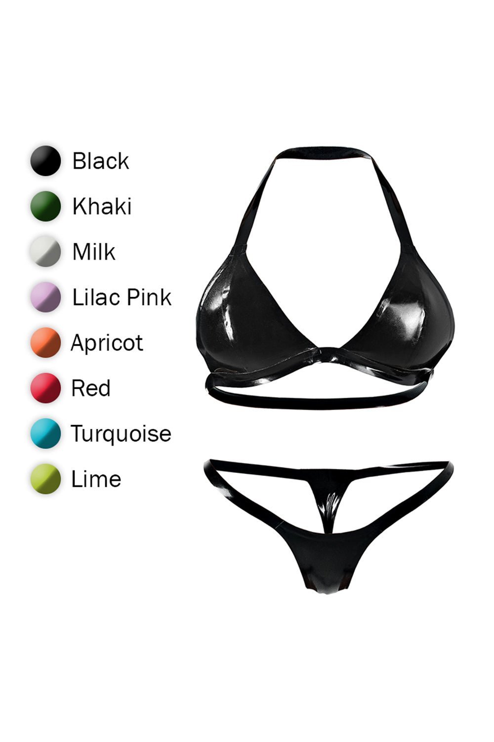 Multicolor Latex Lingerie, Latex bra + micro bikini, 10 colors - Elinlatex