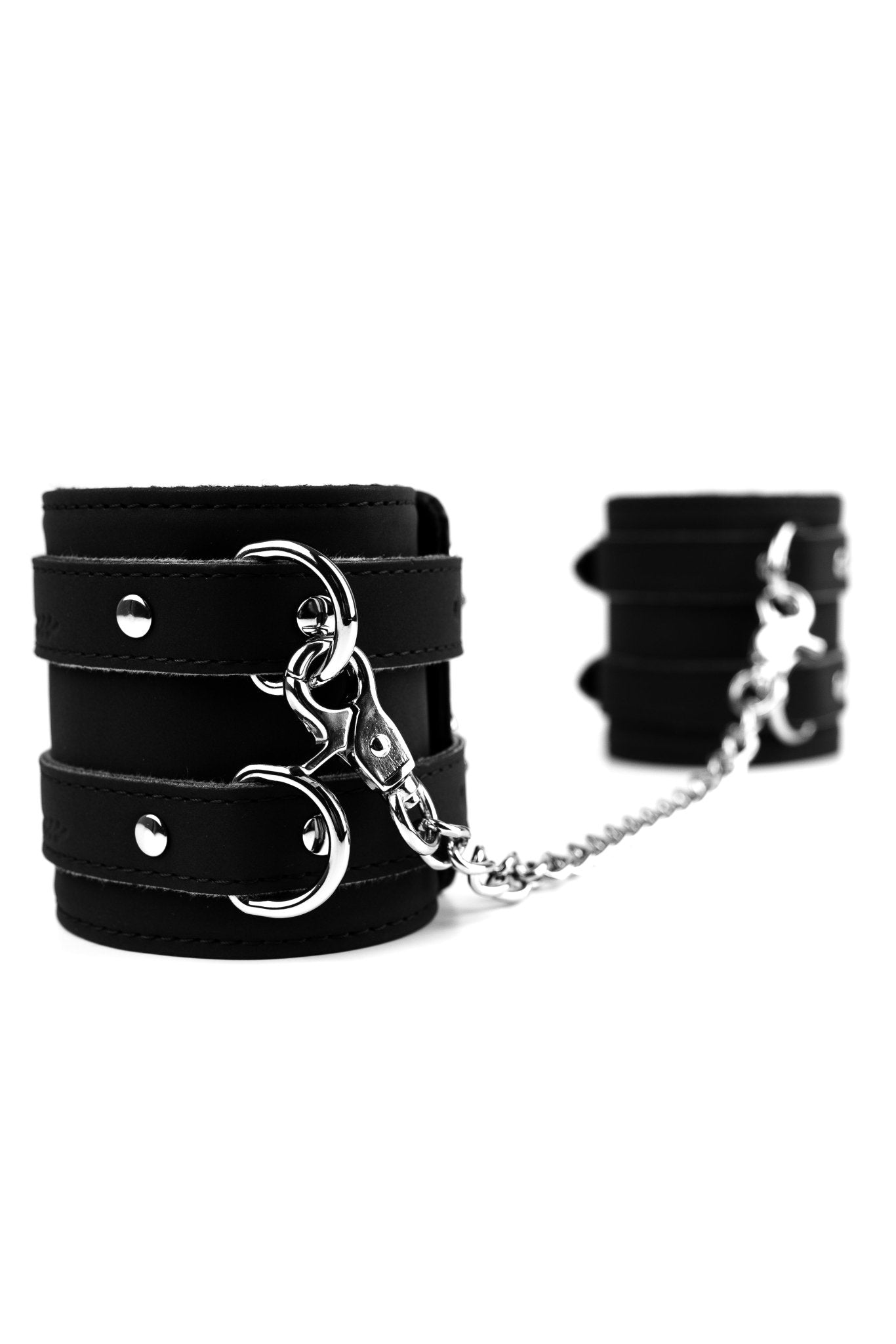 Neoprene Vegan Leather Wide Bracelets, Ankle bracelets with chain connector - Elinlatex