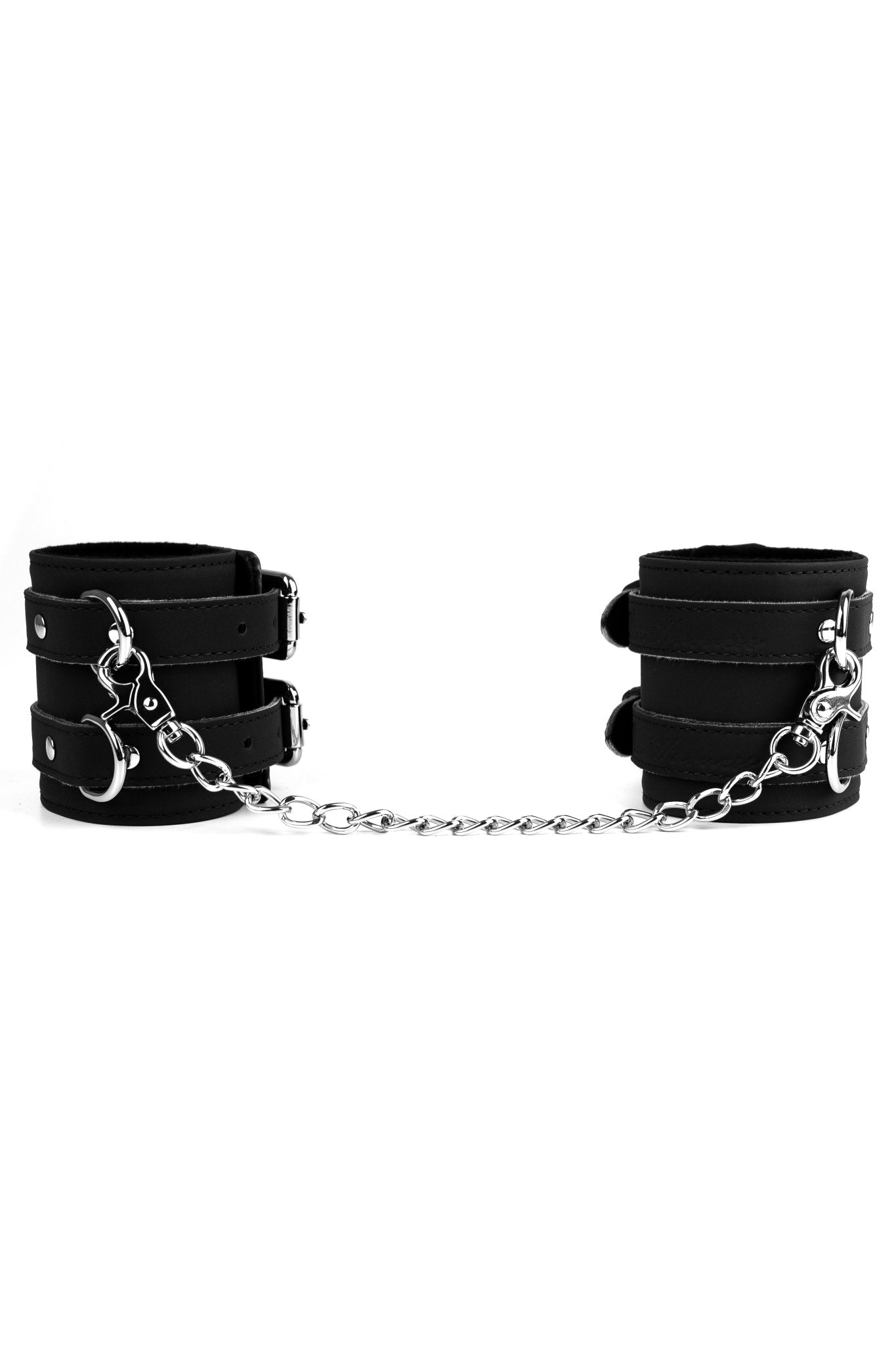 Neoprene Vegan Leather Wide Bracelets, Ankle bracelets with chain connector - Elinlatex