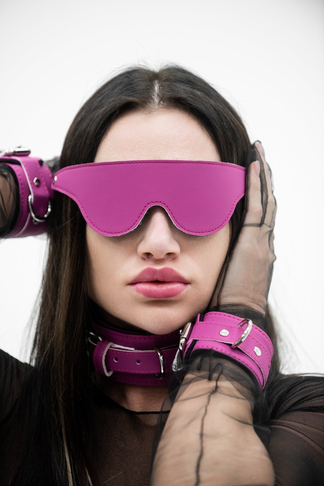 Pink Faux Leather blindfold, eye mask - Elinlatex