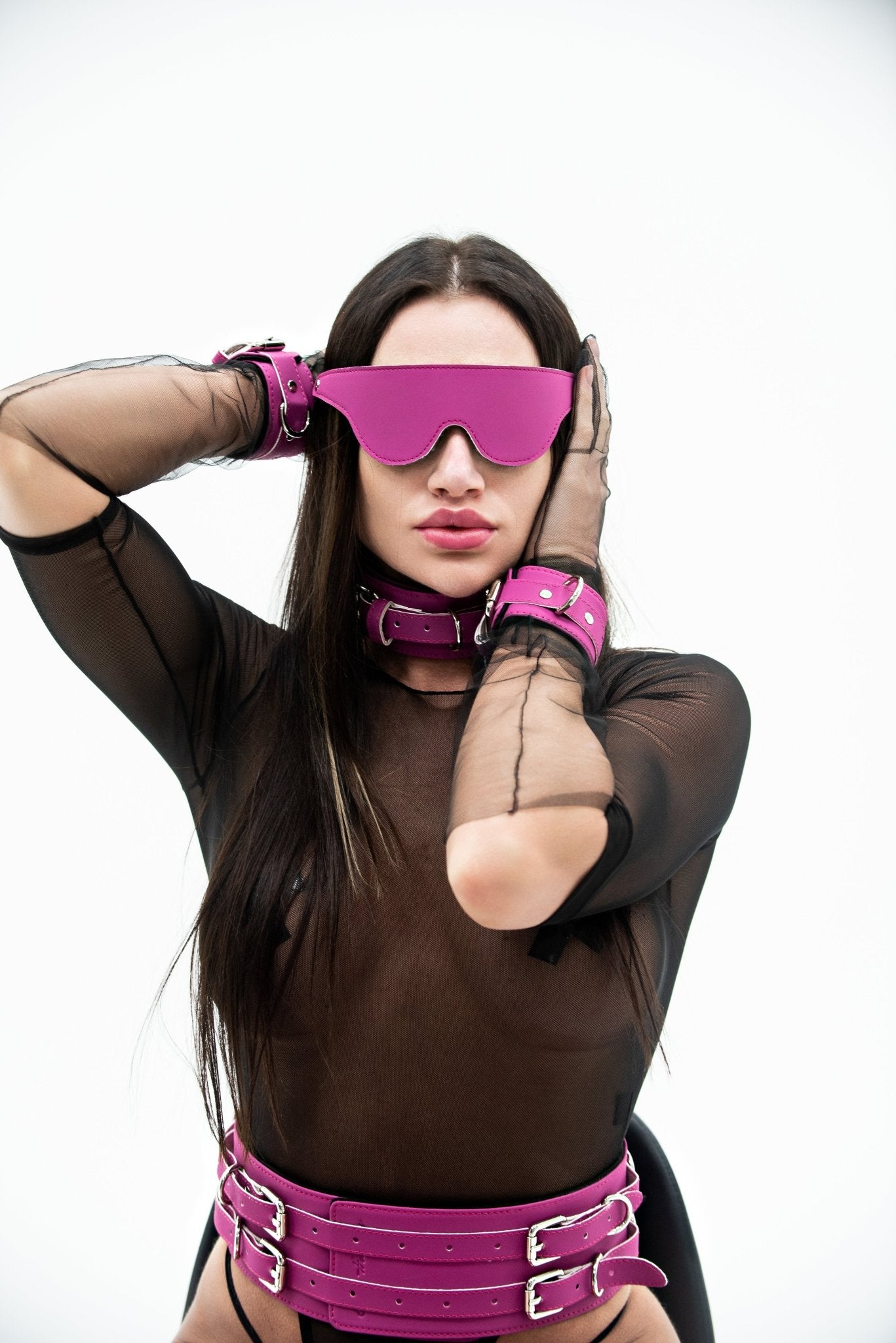 Pink Faux Leather blindfold, eye mask - Elinlatex