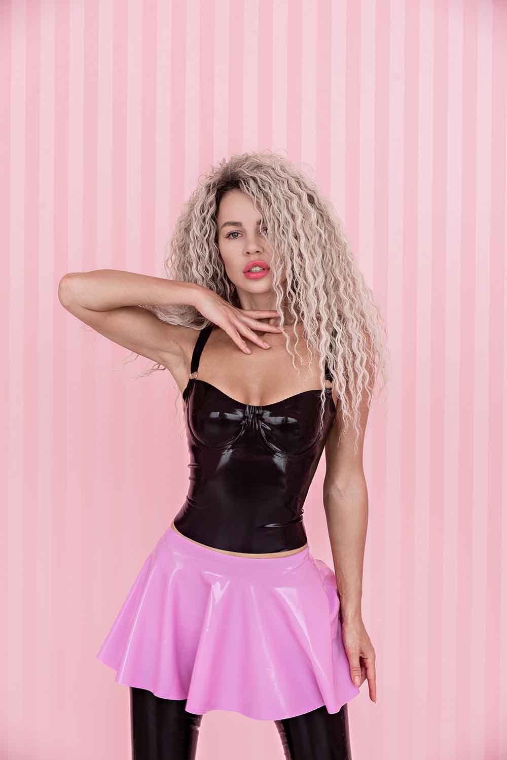 Pink Latex Skater Skirt - Elinlatex