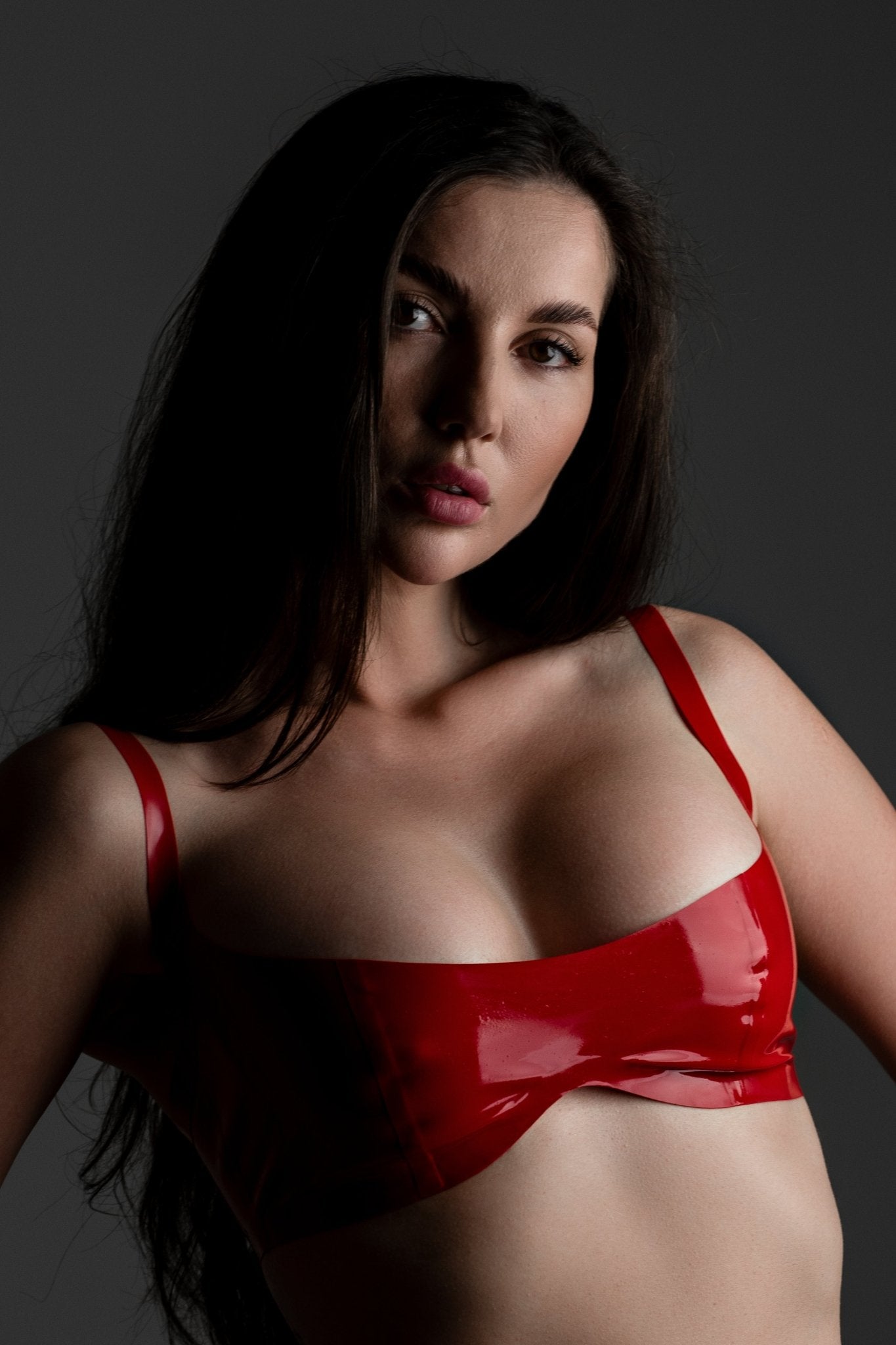 Soft Cup Latex Bikini Top Tina01. Red - Elinlatex