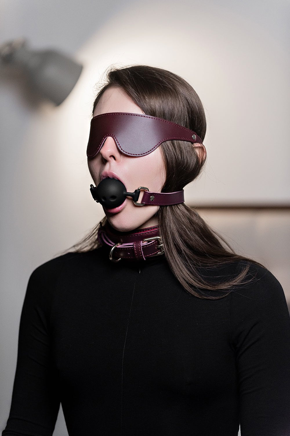 Soft Silicone Mouth Ball Gag. Burgundy - Elinlatex