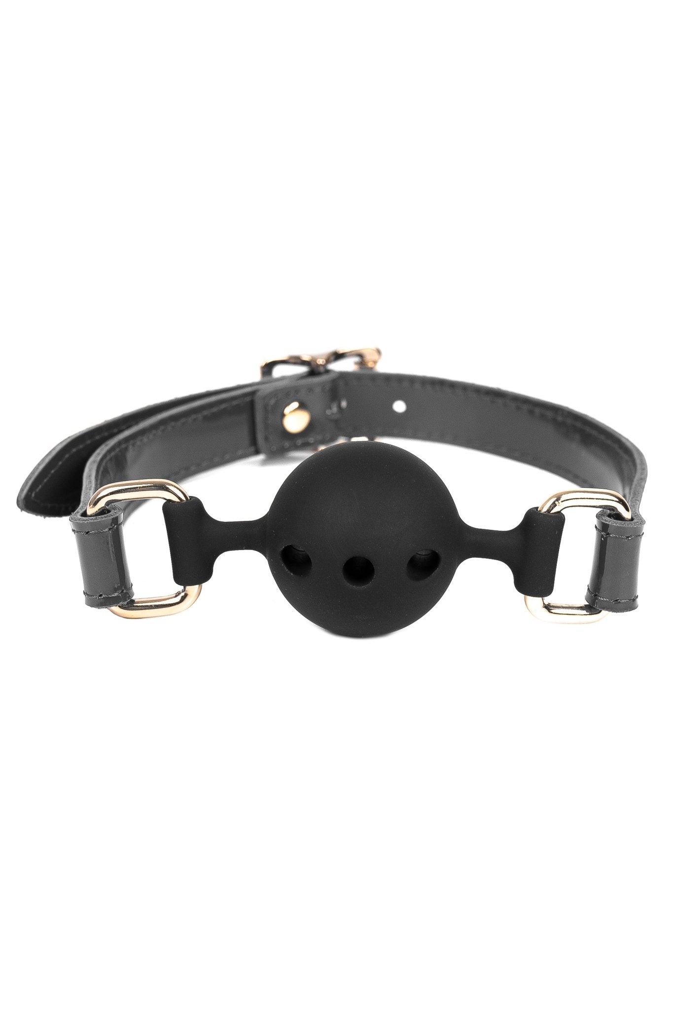 Soft Silicone Mouth Ball Gag. Lacquered Black - Elinlatex